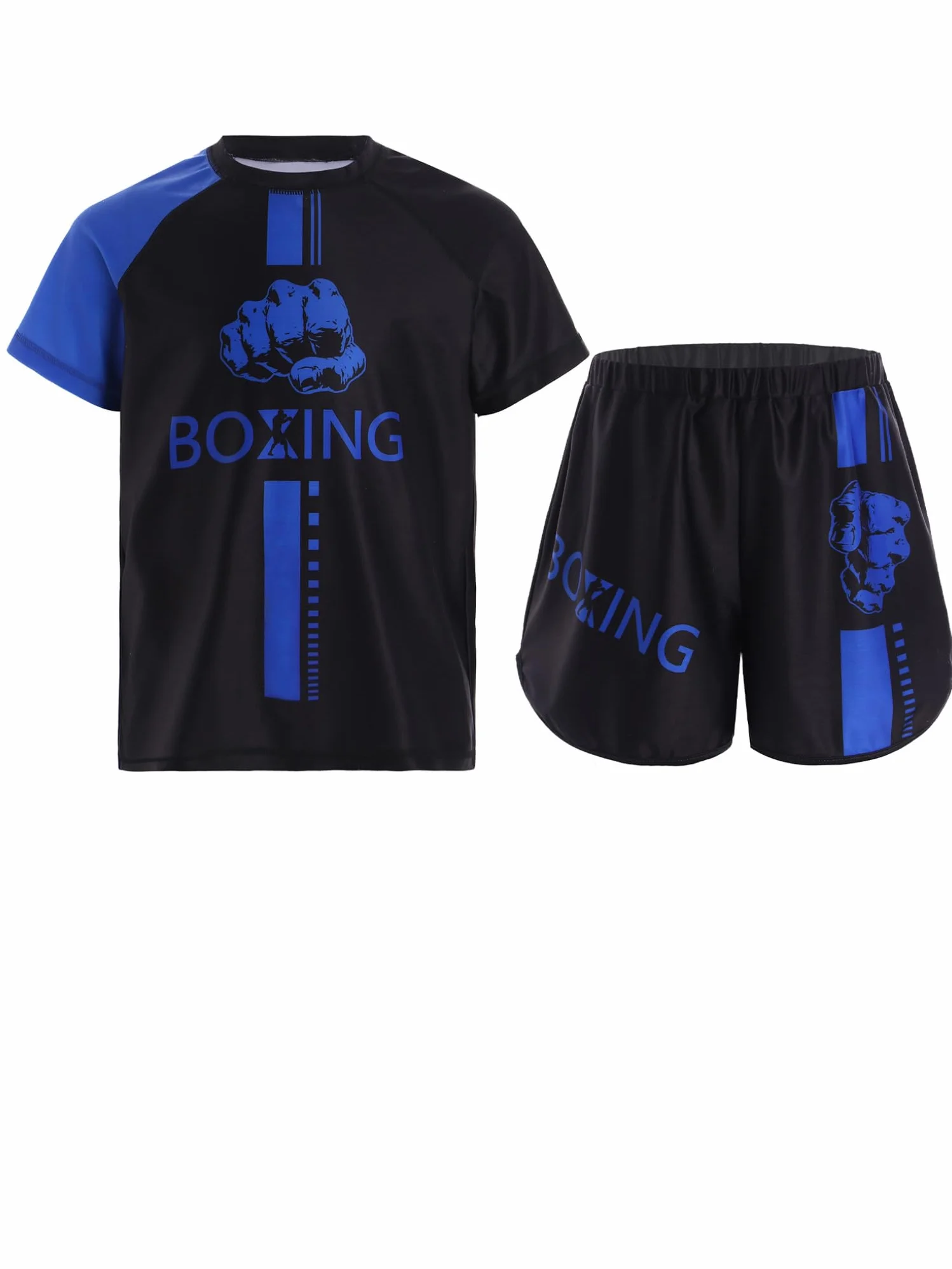 Conjunto Muay Thai Camiseta Pantalones cortos Boxeo MMA Kickboxing Traje Entrenamiento 5-16 Años