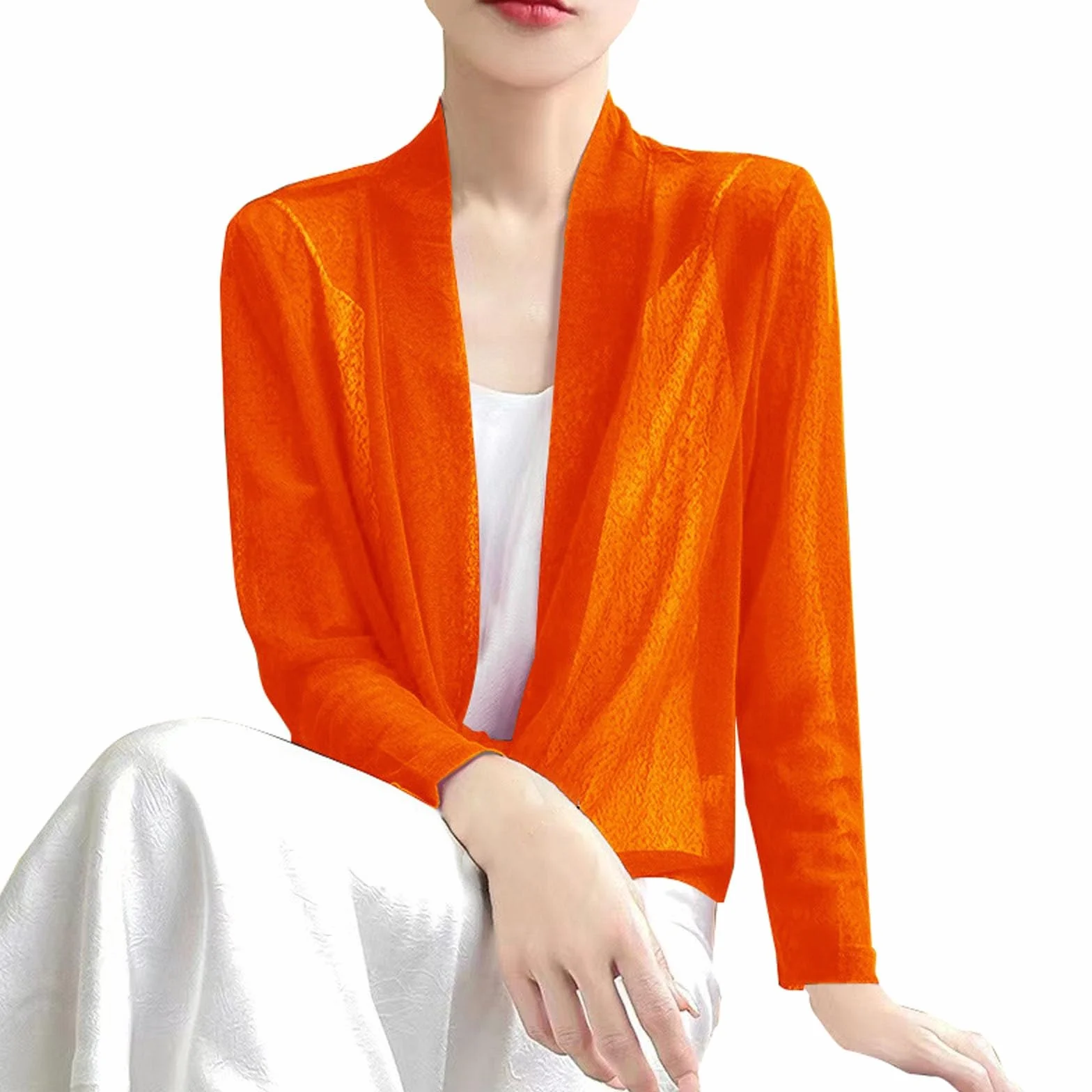 Bolero - Chaleco para mujer, elegante, talla grande, informal, manga larga, abrigo versátil, chaquetas