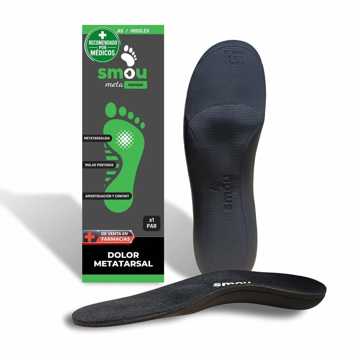 Plantillas Metatarsalgia SMOU Meta Premium con Almohadilla Metatarsal y Soporte Arco para Neuroma de Morton y Pies Planos