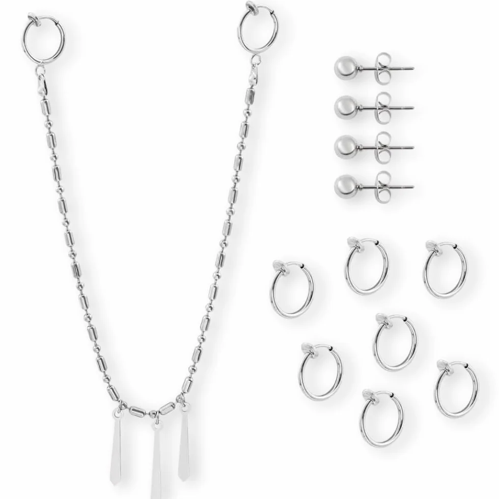 Miyamura Juego de cadena para oreja y labio 12 piercings decorativos falsos sin níquel