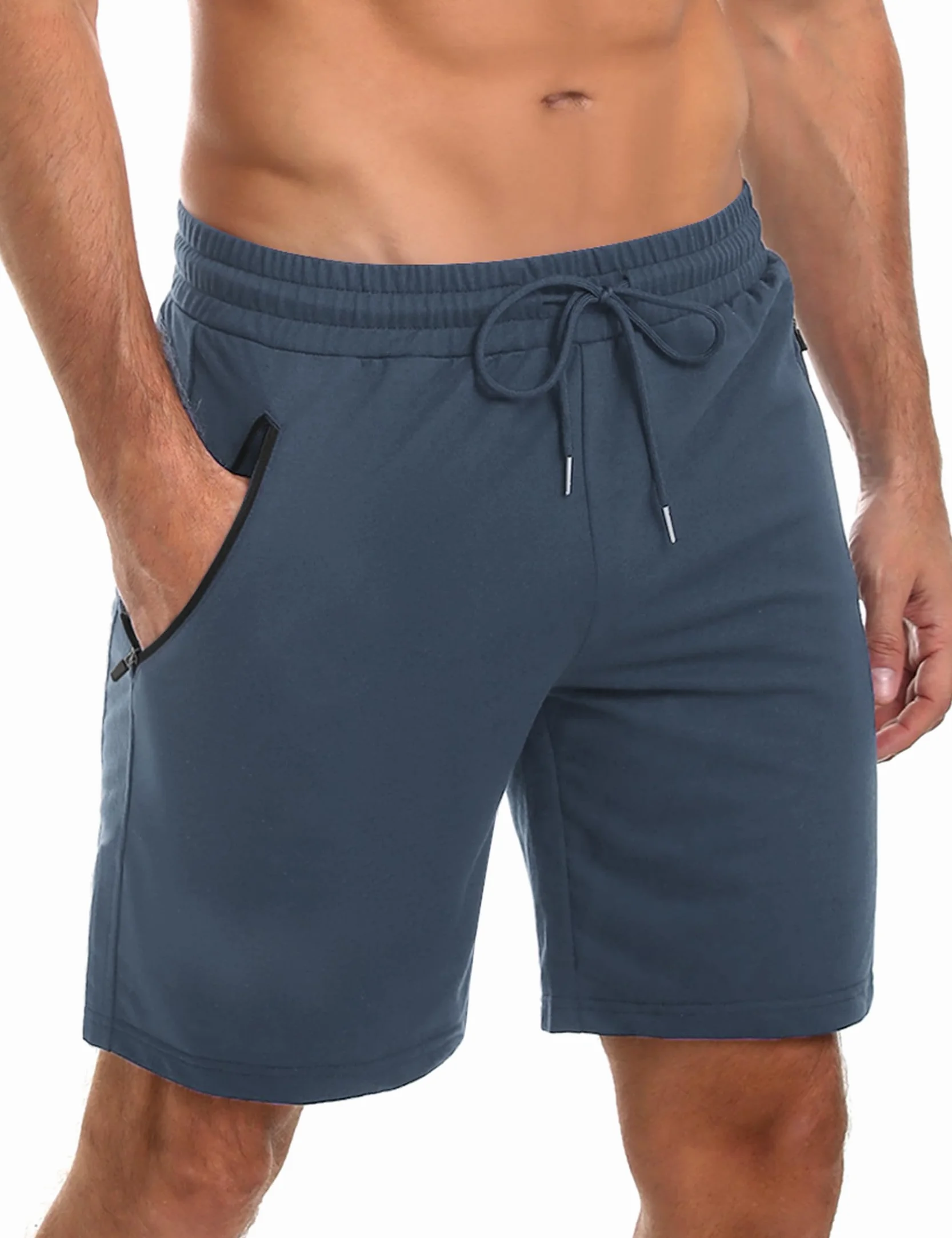 Pantalones Cortos Deportivos Hombre Algodón Bermuda Shorts Cremallera Running Fútbol