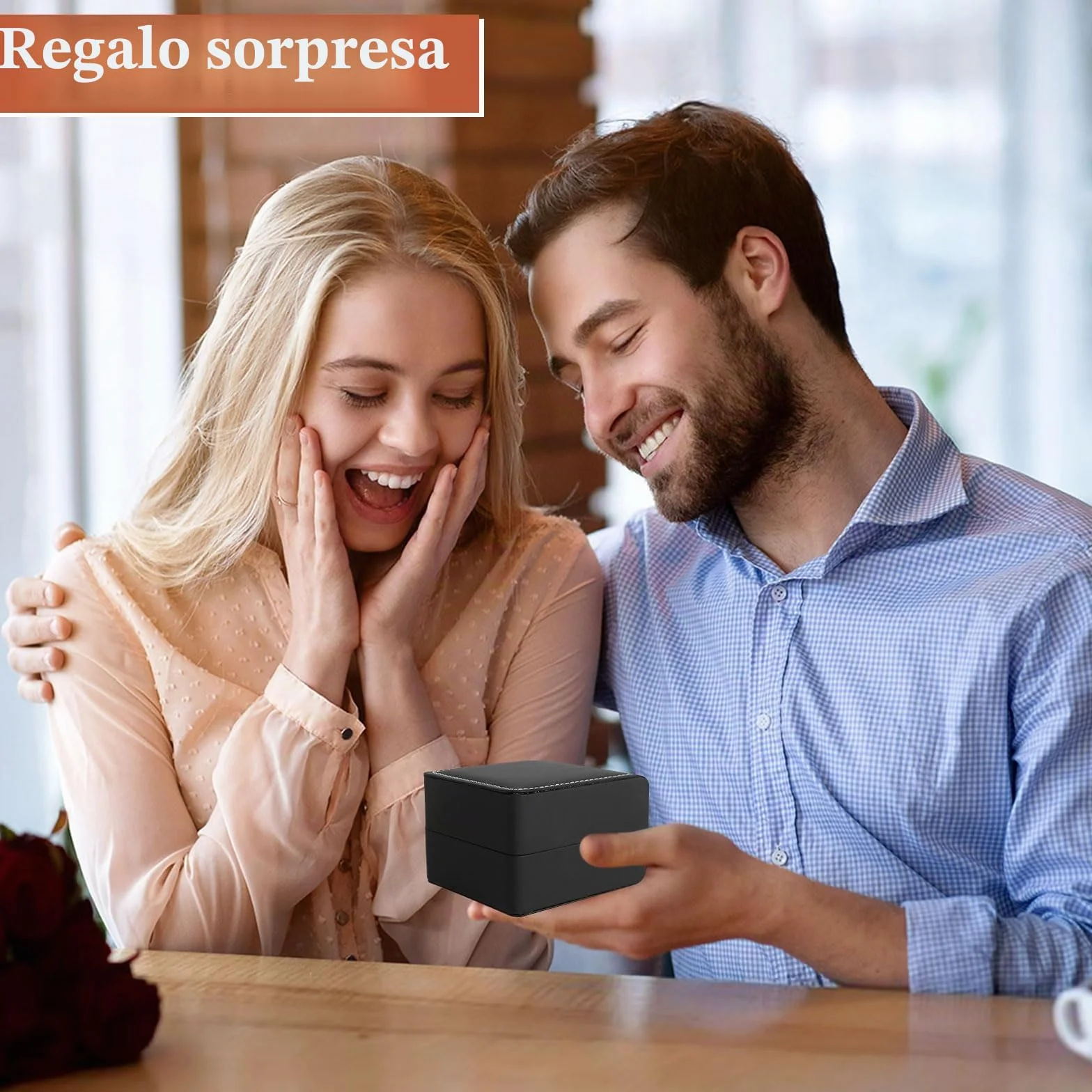 HFDONGL Caja de reloj individual con cojín extraíble de PU para almacenamiento portátil
