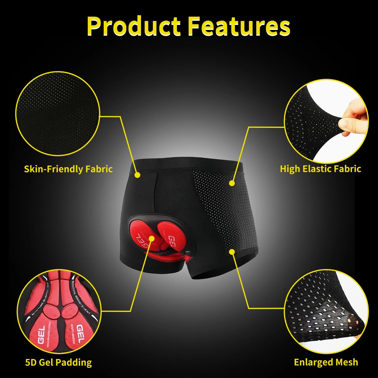 Culotte Ciclismo Hombre con Acolchado 5D Transpirable Secado Rápido Pantalon Ciclista