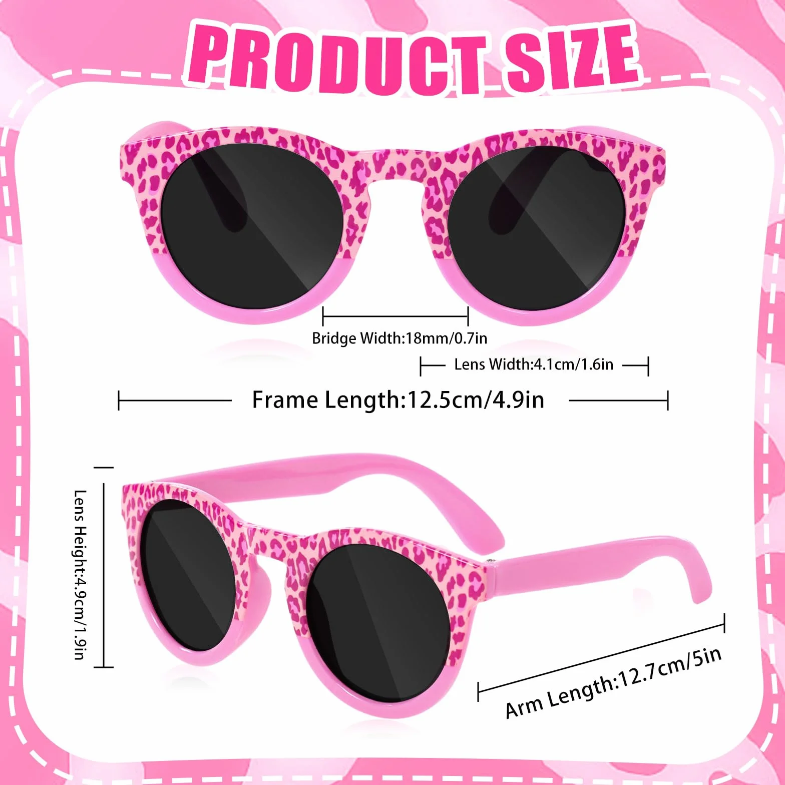 Gorra de Béisbol para Niñas con Gafas de Sol Protección UV Ajustable Estampado de Leopardo Verano 3-10 Años