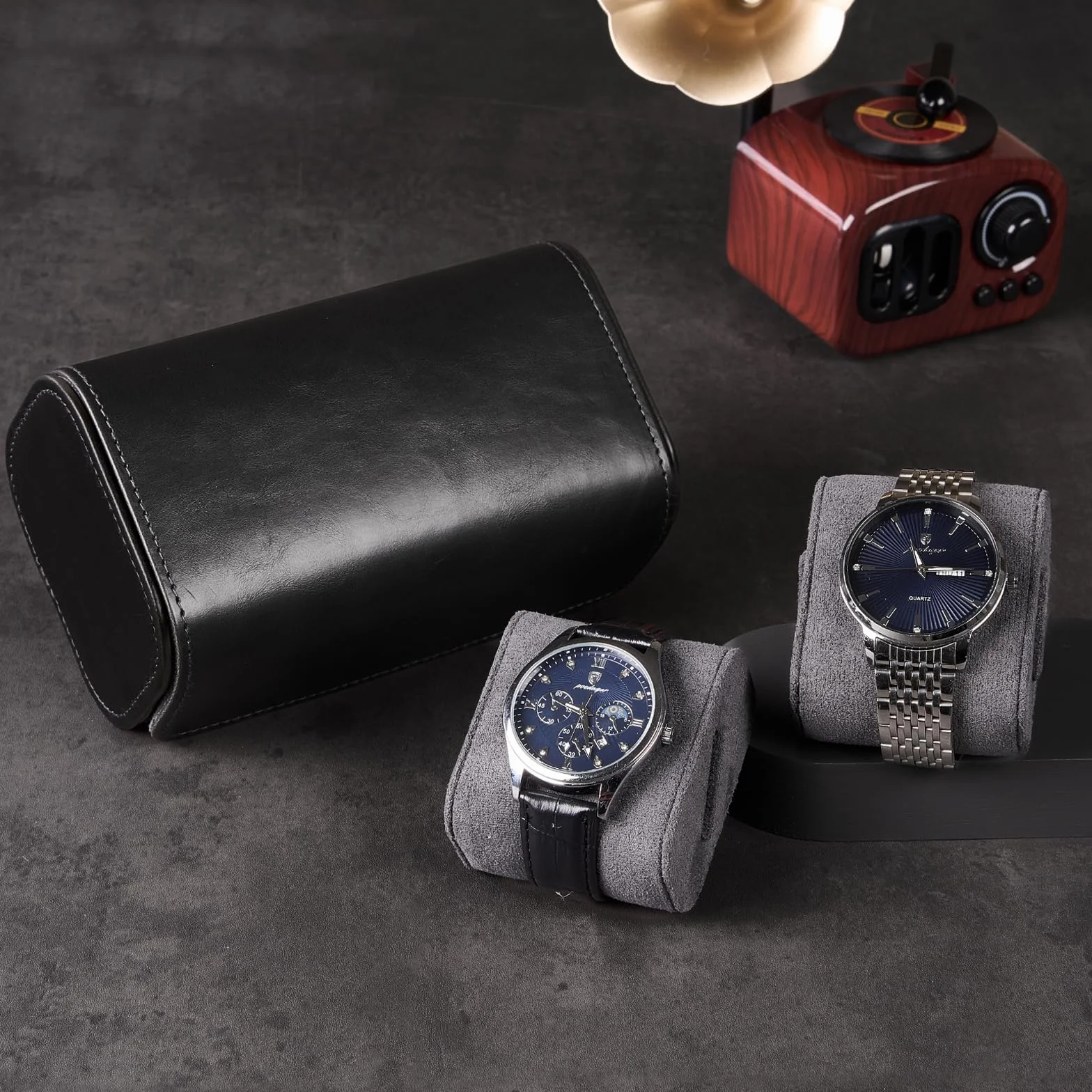 ProCase Estuche para Reloj, Organizador Portable Relojero de PU para Viaje, Negro