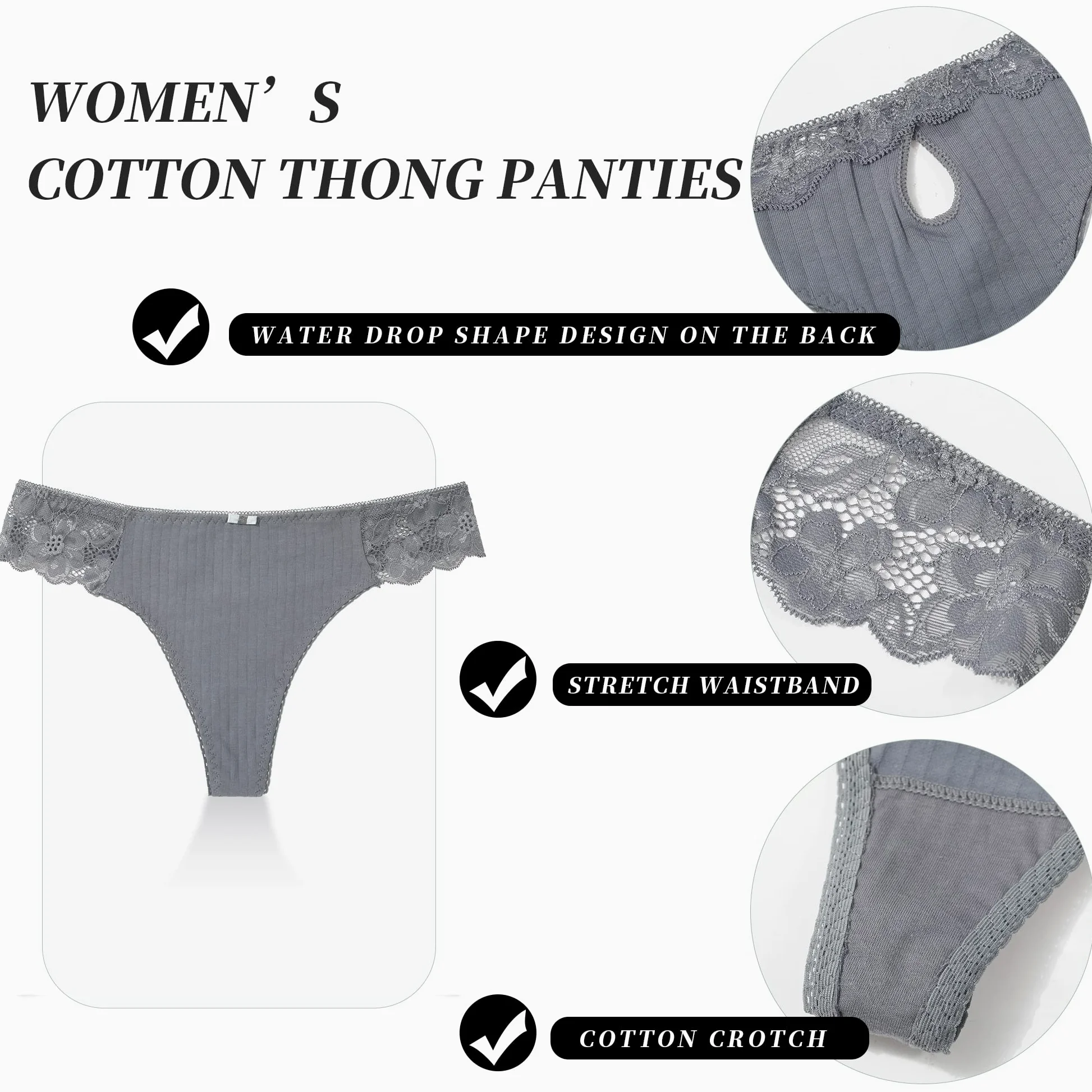 LEVAO Tangas de hilo G para mujer, bragas de algodón sexy, con espalda en T, ropa interior cómoda, paquete múltiple S-XL