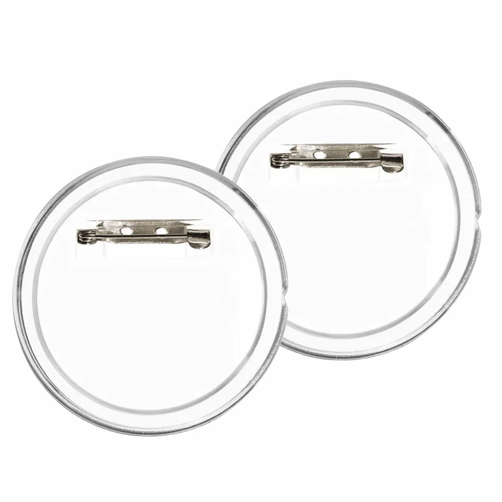 BUYGOO 50 Piezas Chapas Plásticas con Alfiler Incluido, Botón de Pin Redondo de Acrílico Transparente