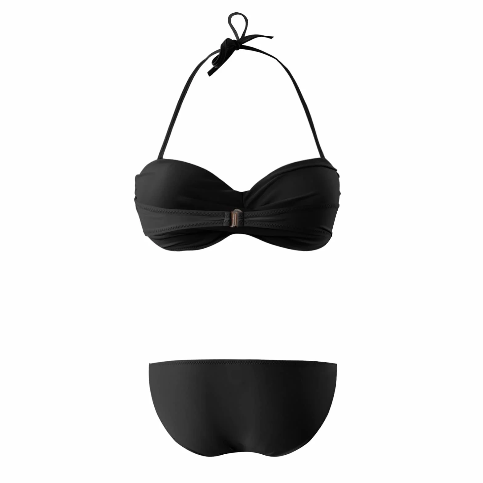 Conjunto de Bikini Push-Up de 2 Piezas para Mujer, Traje de Baño con Cintura Alta, Rayas Sin Tirantes
