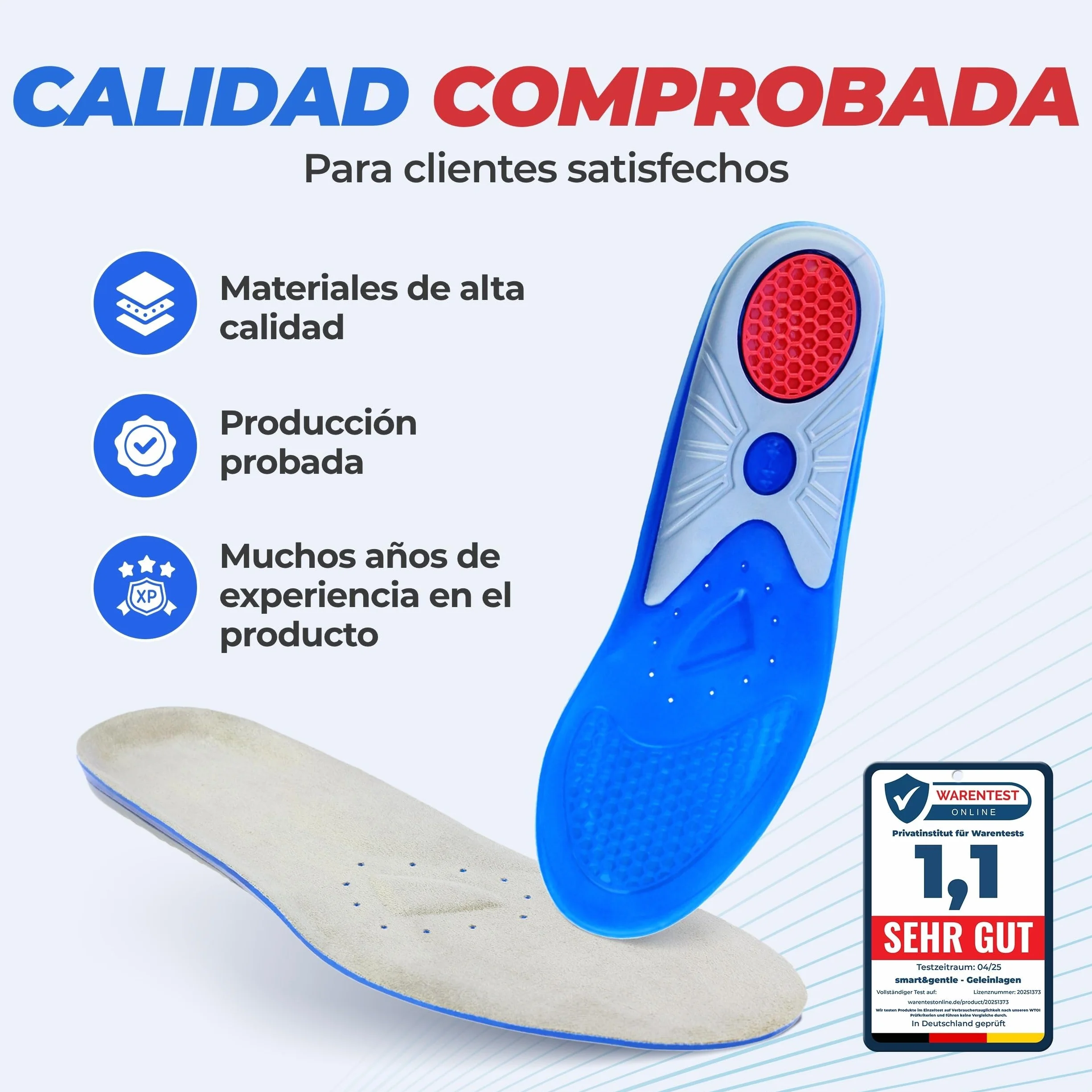 Smart&Gentle Plantillas Gel para Calzado Deportivo y Trabajo Transpirables Fascitis Plantar