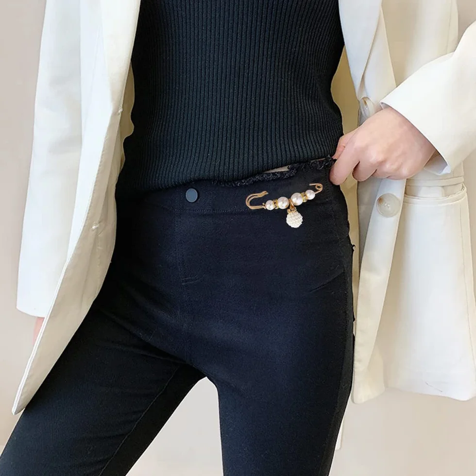 Broche de Perlas 4 Piezas Broche de Mujer Imitación Imperdibles para Suéteres Camisas