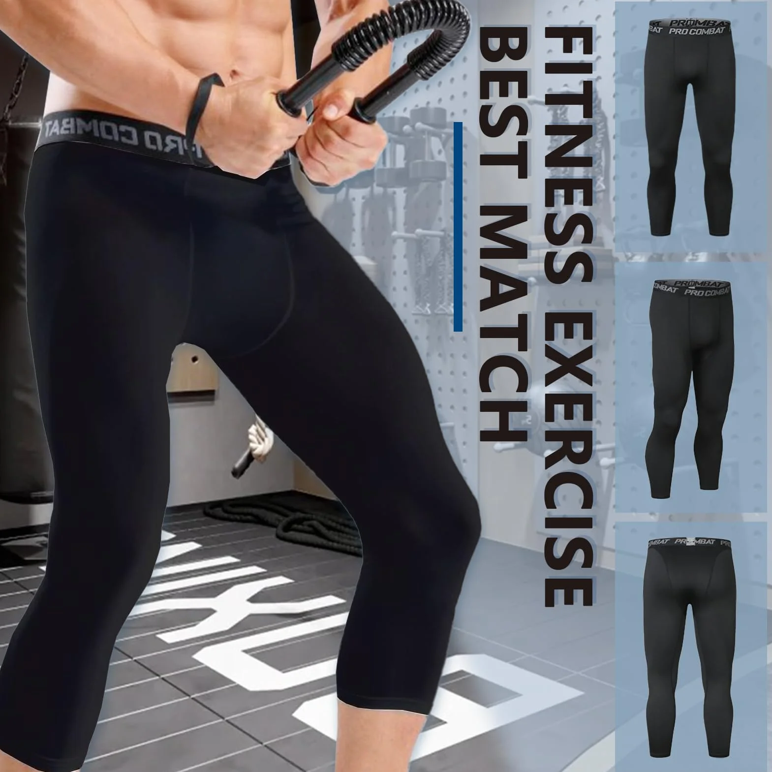 3/4 Pantalones de Compresión Deportivos Dry Carriendo para Ciclismo Golf Yoga, 2 Pack