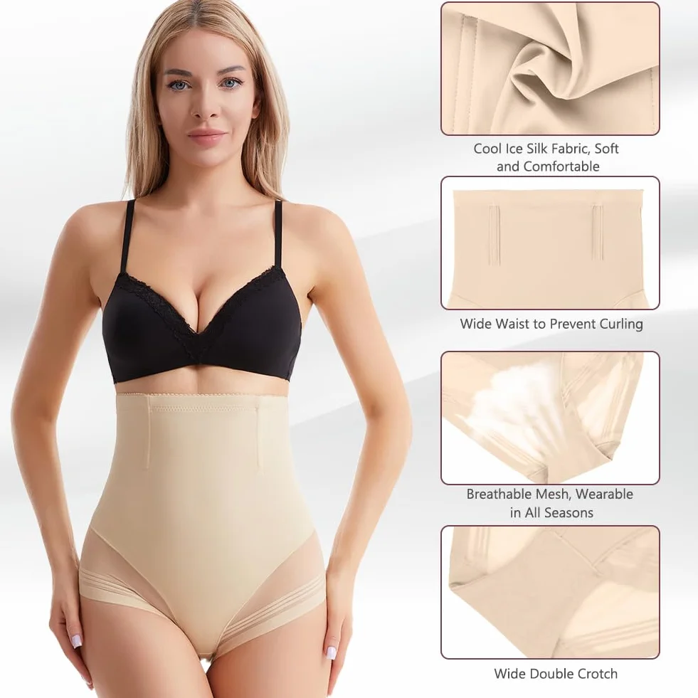 DiULi Fajas Reductoras Mujer Invisible Postparto Cintura Alta Tela Seda Hielo Pantalón Sin Costuras