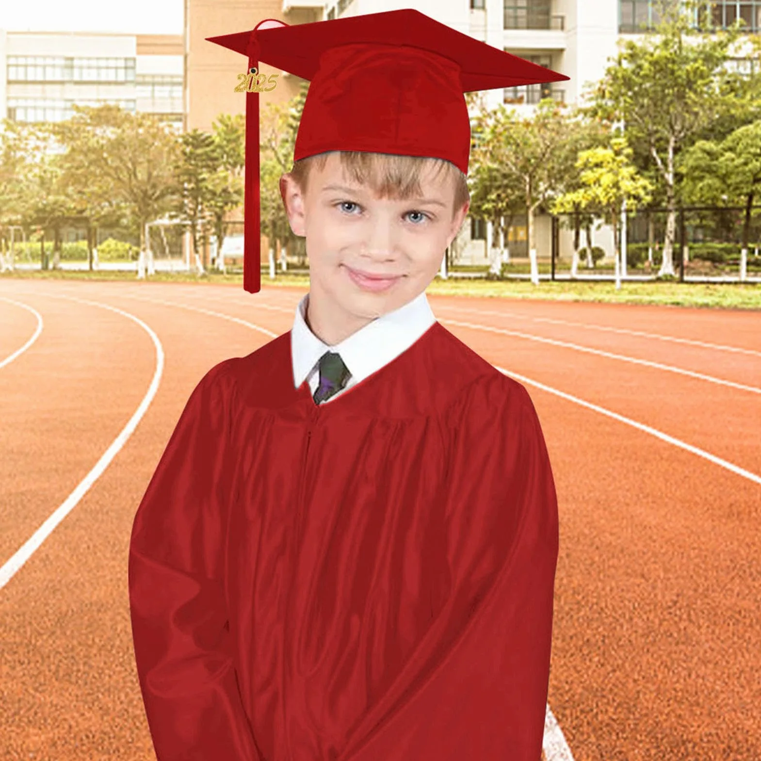 Conjunto de Toga y Birrete de Graduación 2025 para Estudiantes de Primaria con Cremallera