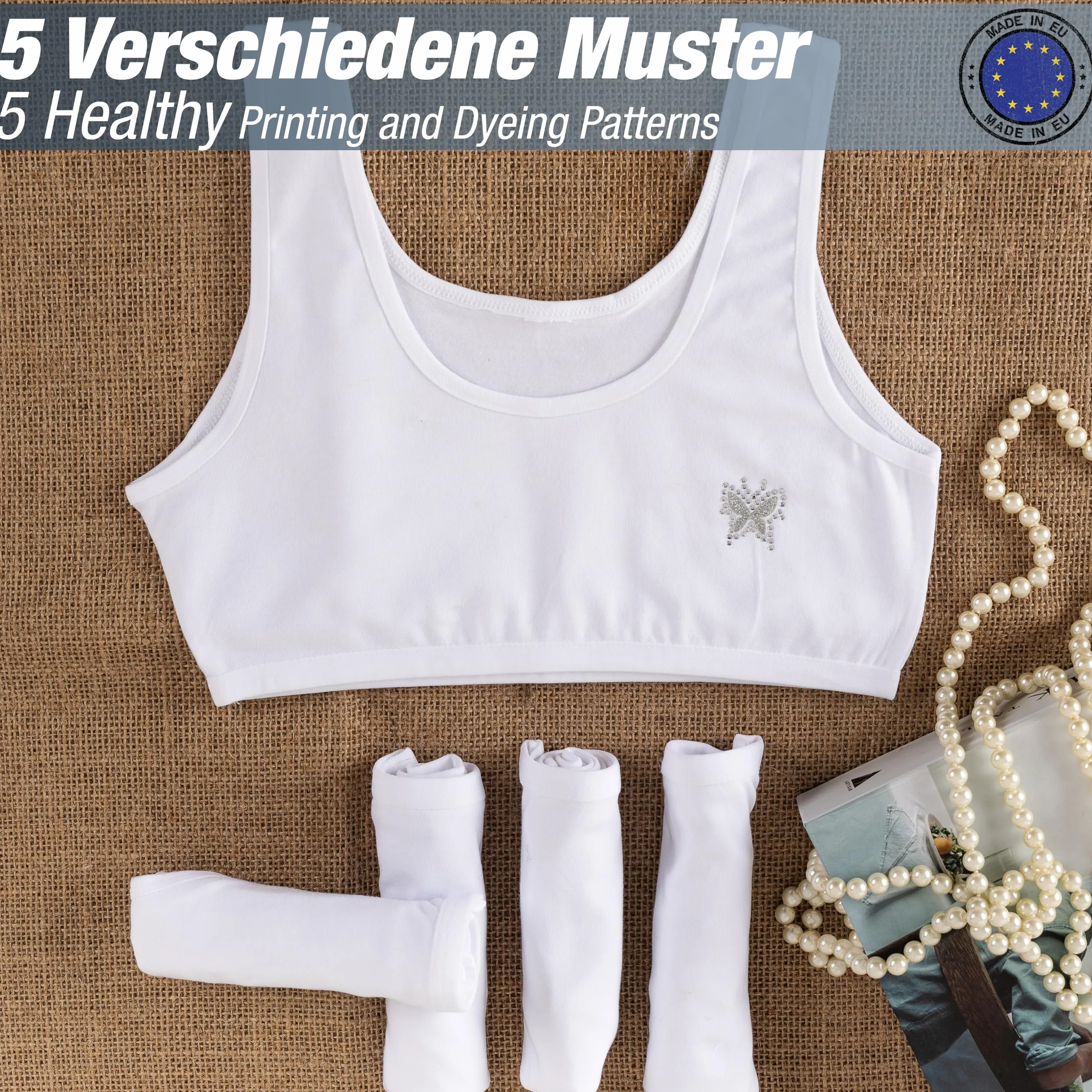 LOREZA Sujetador Bustier para Niñas Ropa Interior Piedras Preciosas Camiseta de Tirantes Algodón 10 a 15 años