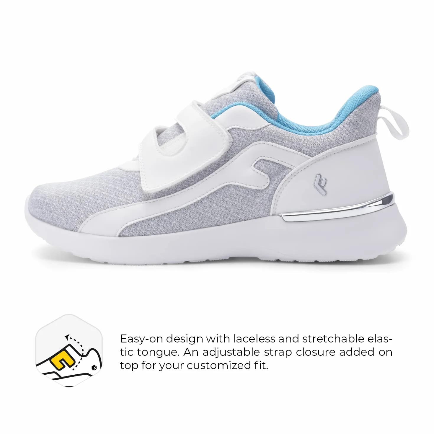 FitVille Zapatillas de Caminar con Velcro Anchos Transpirables para Mujeres Ligeros