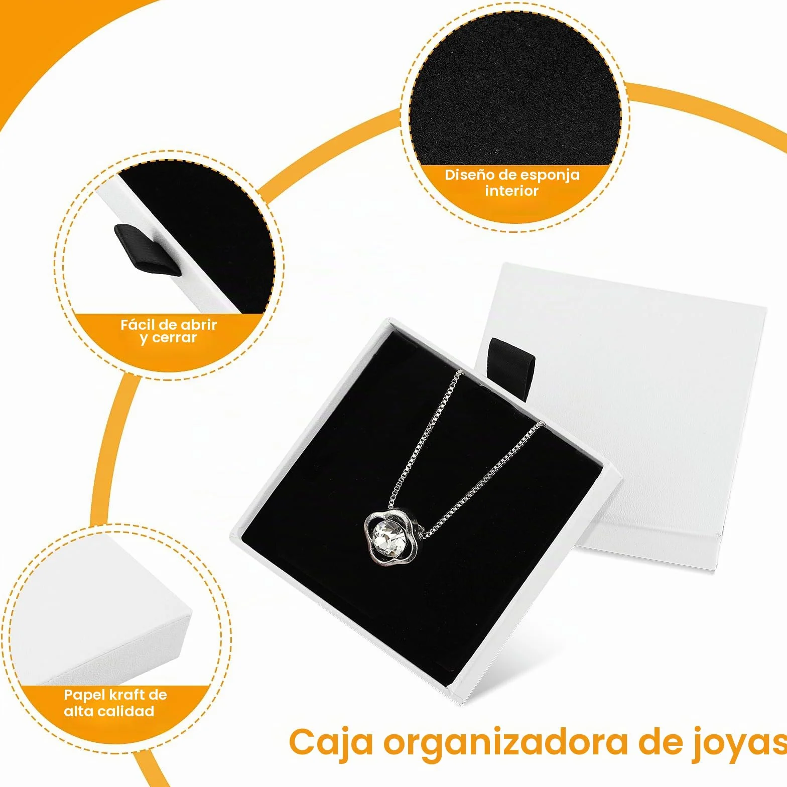 Caja de Regalo de Joyería Pequeña Blanca 2 Piezas Extraíble Cuadrada para Pulsera Collar