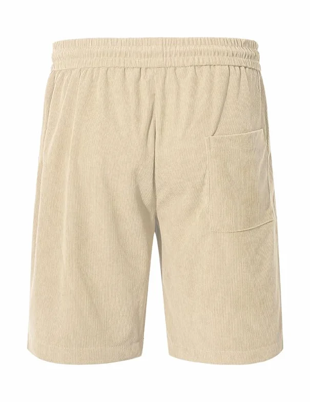 Pantalones Cortos Hombre Algodón Verano Cordón Elástico Casual Shorts con Bolsillos