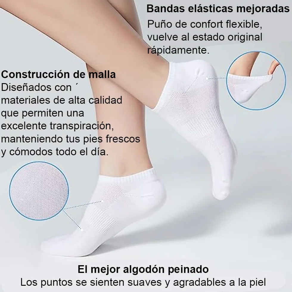 LIFE ESSENTIALS 15 Pares Calcetines Tobilleros Invisibles Transpirables Algodón Hombre Mujer