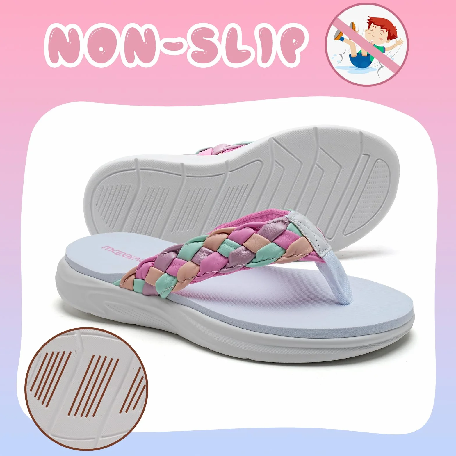 WateLves Chanclas para niñas suela gruesa, purpurina escamada, sandalias antideslizantes de verano