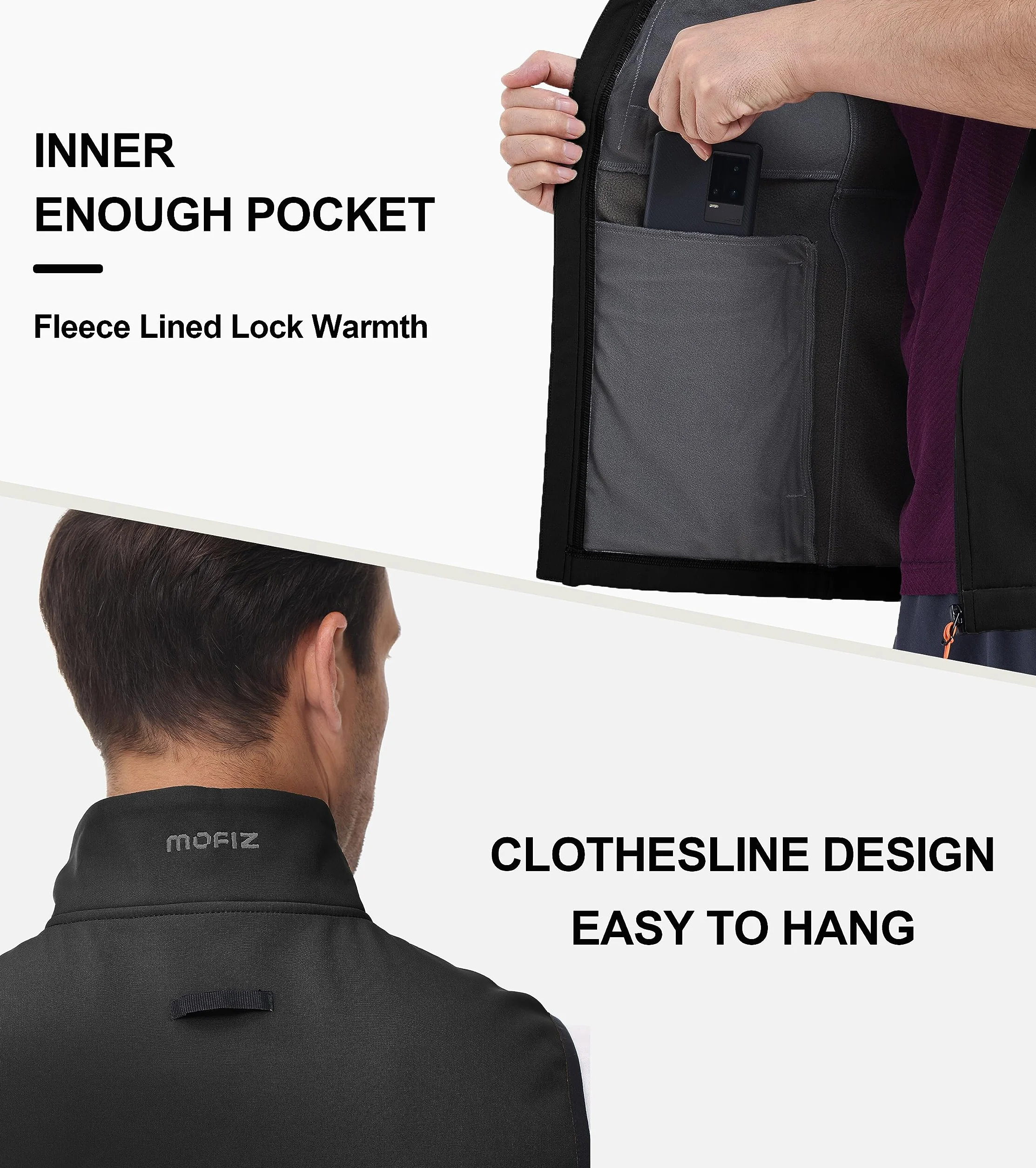 Chaleco para Hombre MoFiz Sin Mangas Cremallera Trabajo Ligero