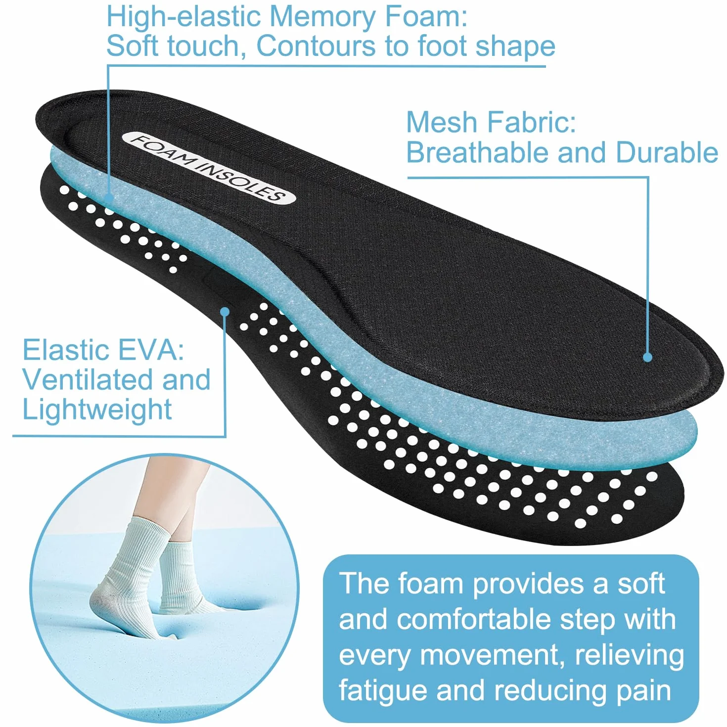 Endoto Plantilla para Skechers Zapatillas Foam Insoles Repuesto Amortiguación Hombre 43 EU