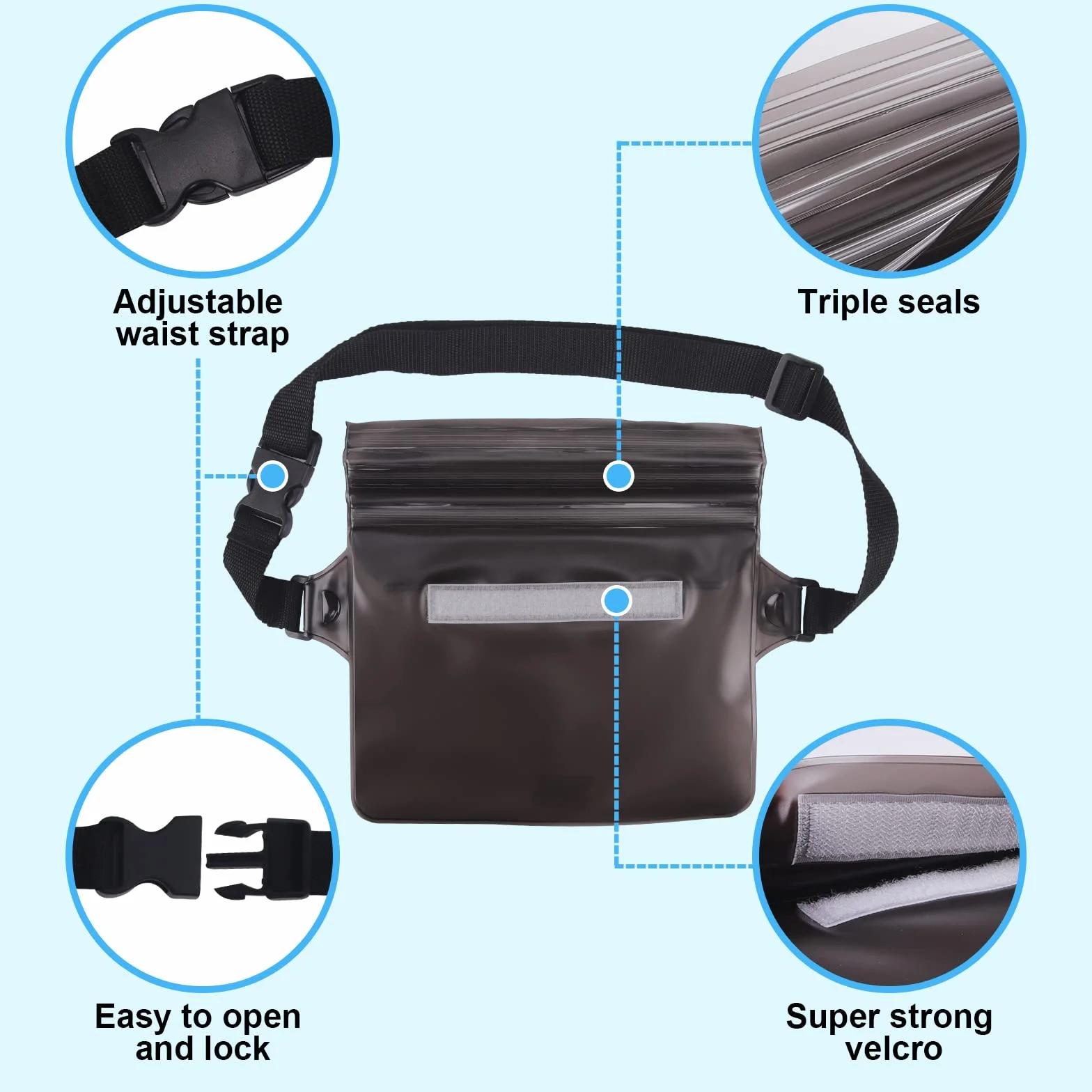 FORETOY Bolsa Impermeable 2 Pack Riñonera IP68 para Deportes Acuatica Playa Natación