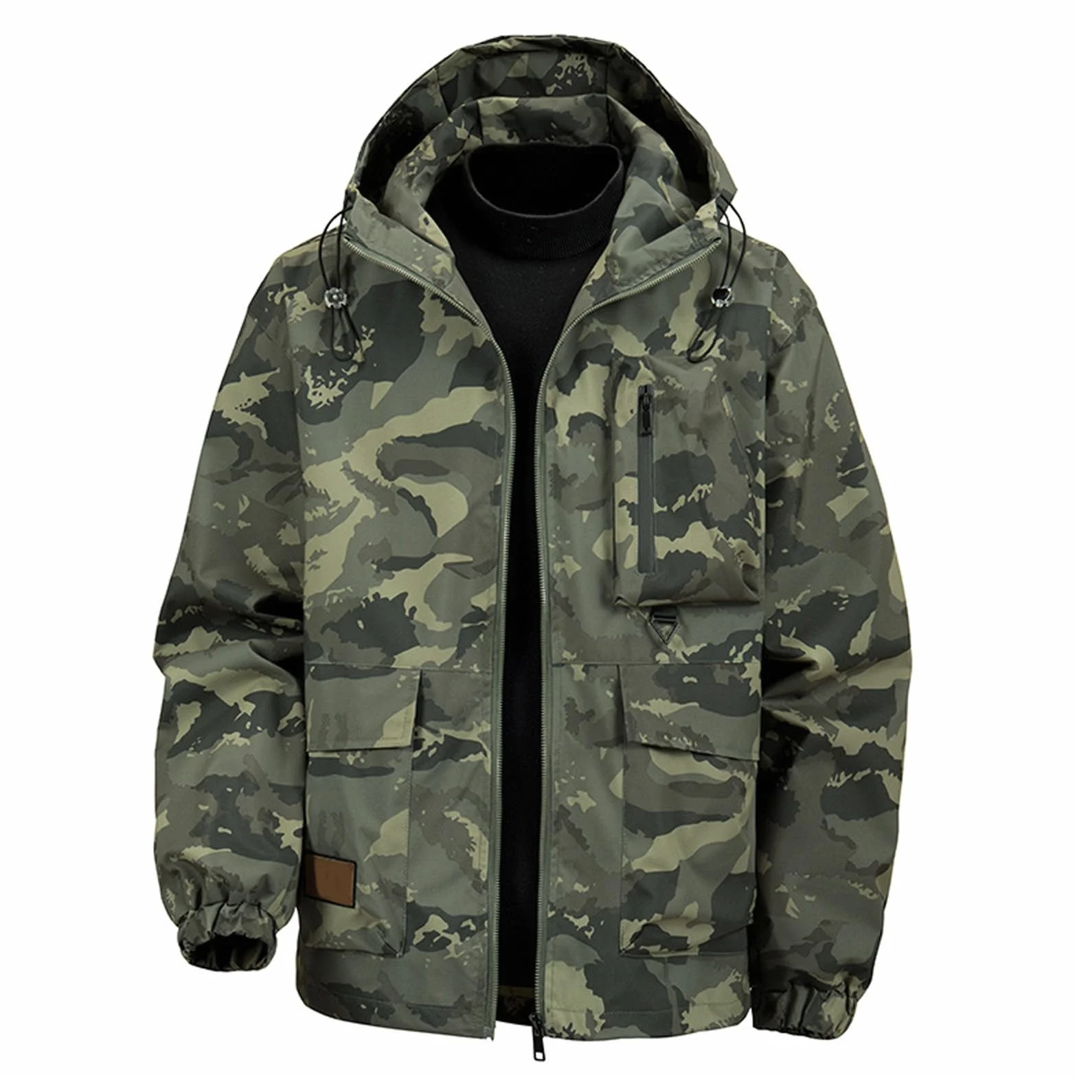 Chaqueta de trabajo softshell camuflaje cortavientos hombre militar ligera con capucha