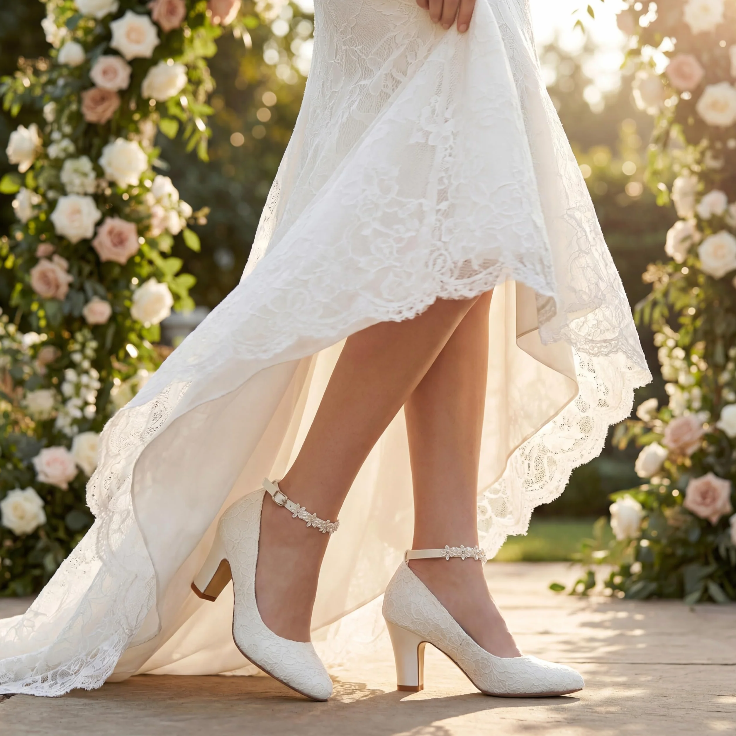 Zapatos de Novia JIAJIA 62311A Tacón Grueso 7cm Satén Flores Boda