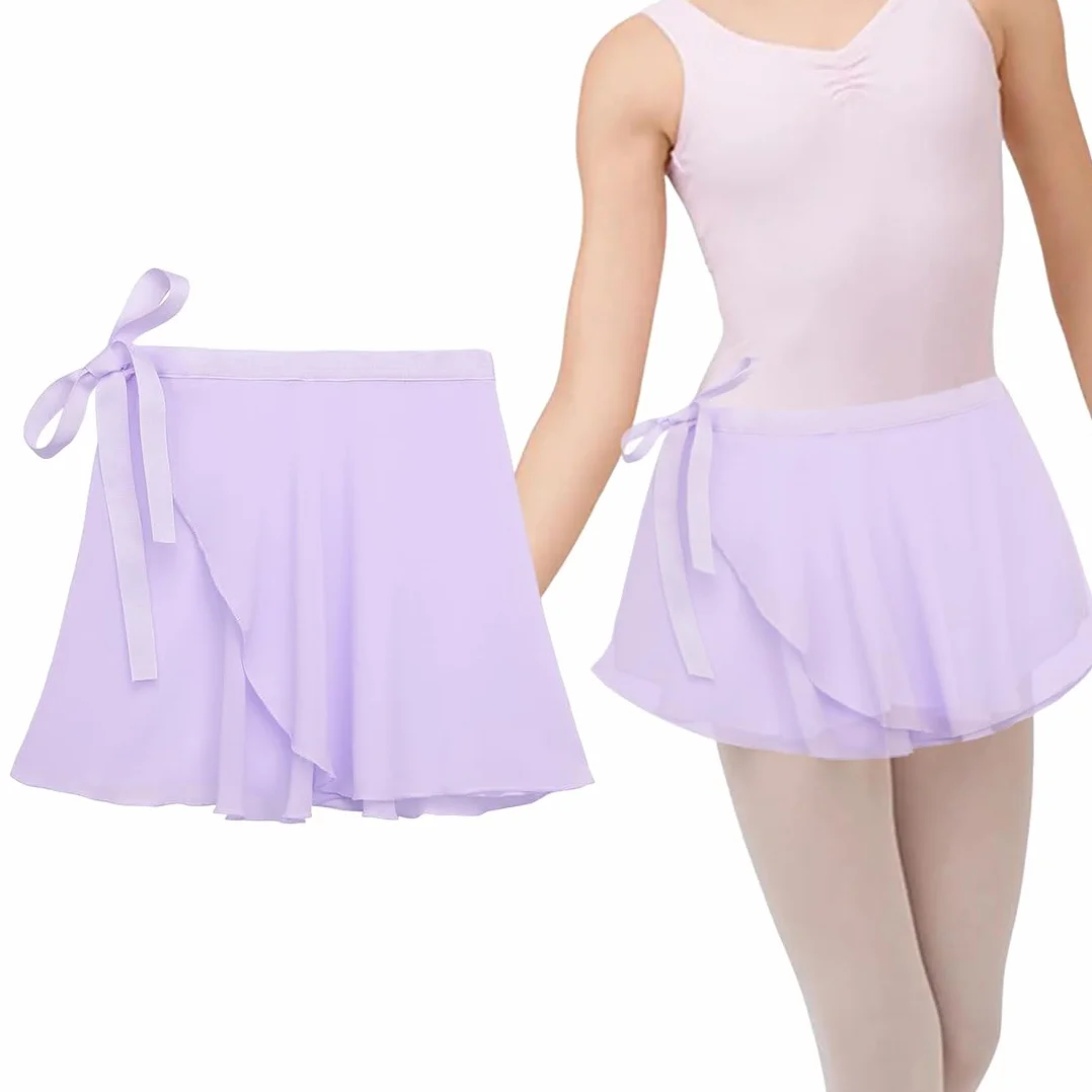 Falda de Ballet niña Chiffon transpirable suave cintura ajustable morado gimnasia