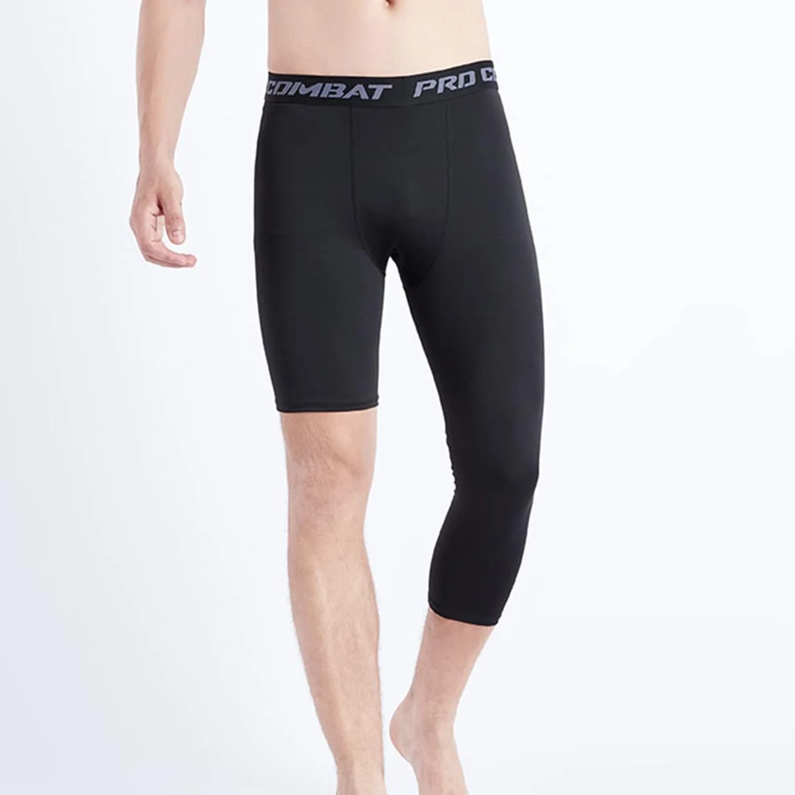 Pantalones de Compresión para Hombre, Mallas Deporte 3/4, Tejido de Secado Rápido, Running, Fitness