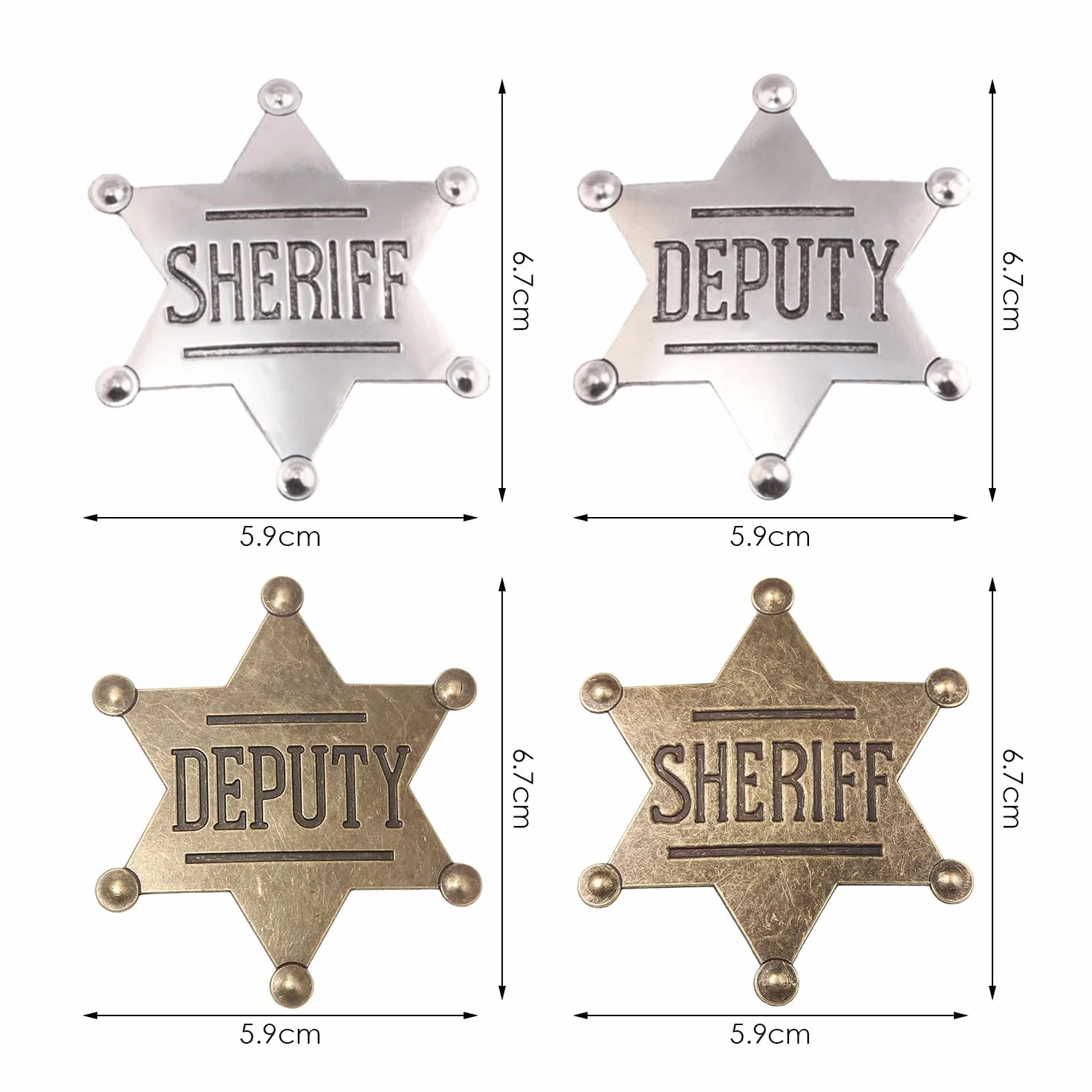 Insignia del Sheriff, Medalla Memorial Vintage, Accesorios de Ropa, Juegos de Rol, Regalo de Fiesta (4 Piezas)