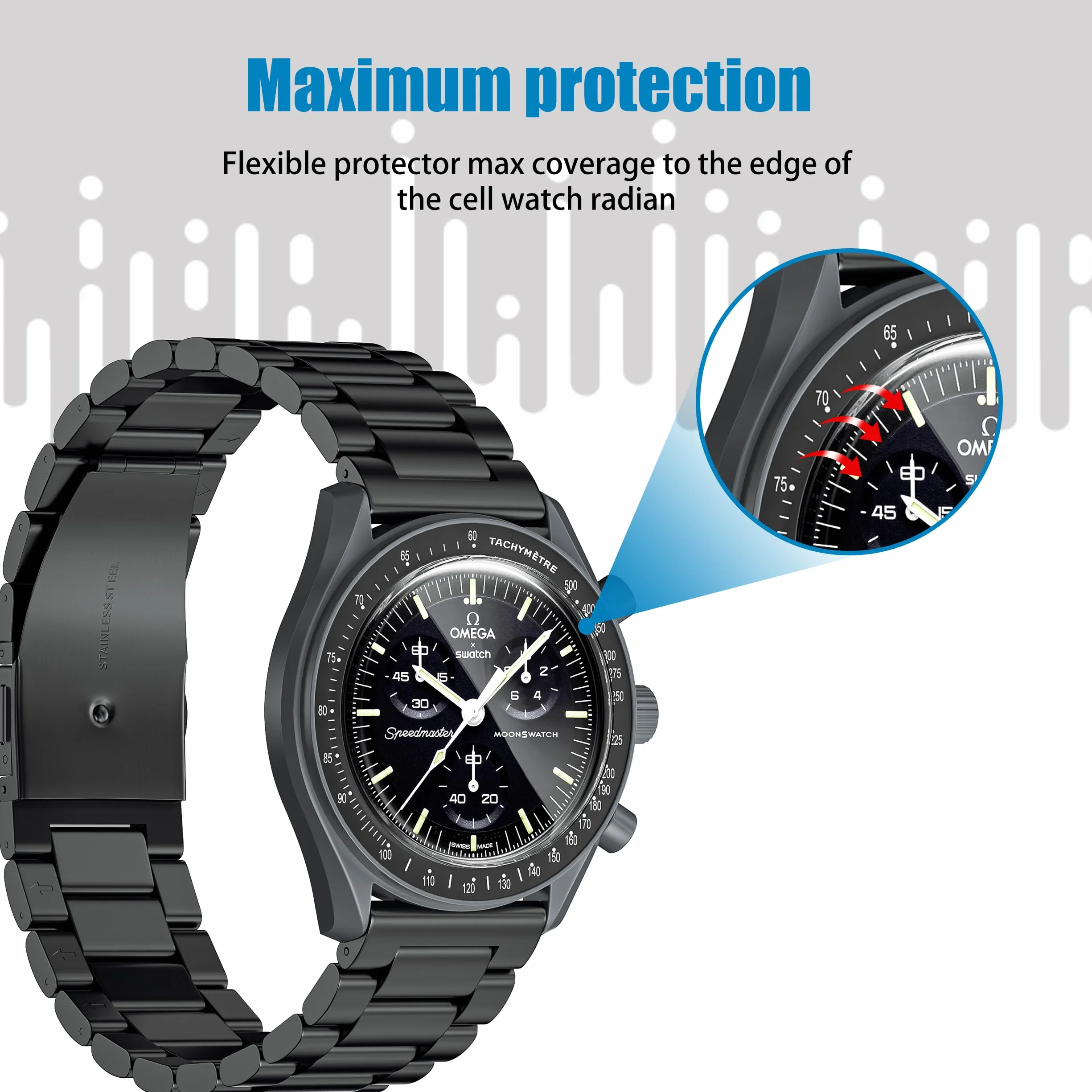 Protector de cristal TPU antiarañazos compatible con Swatch Omega Moonswatch