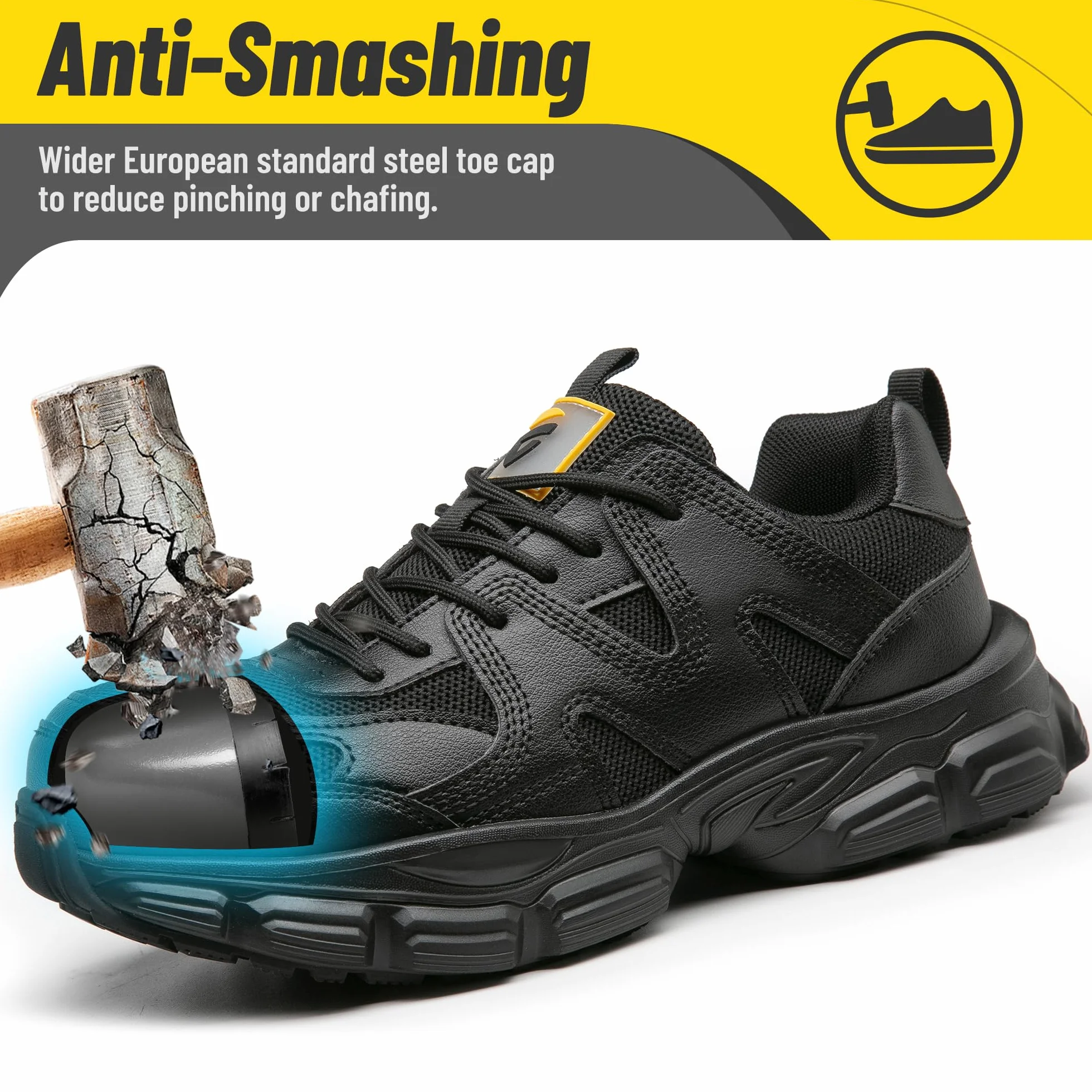 KOIFISH Zapatos de Seguridad Mujer Punta de Acero Antideslizantes Ligeros