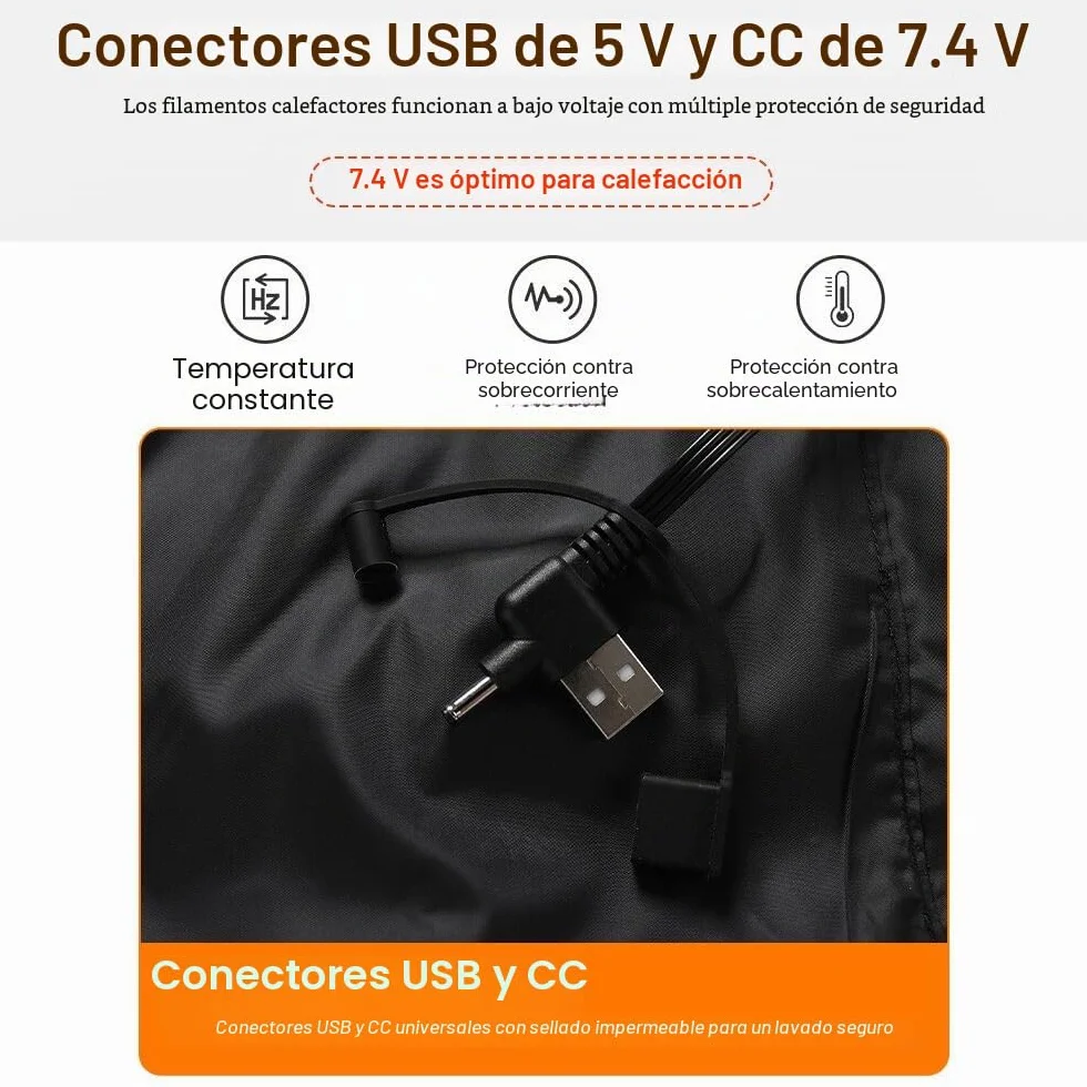 Rescien Chaleco calefactable con 15 zonas de calentamiento, 3 niveles de temperatura, compatible con 5V/7,4V, chaleco calefactor eléctrico USB