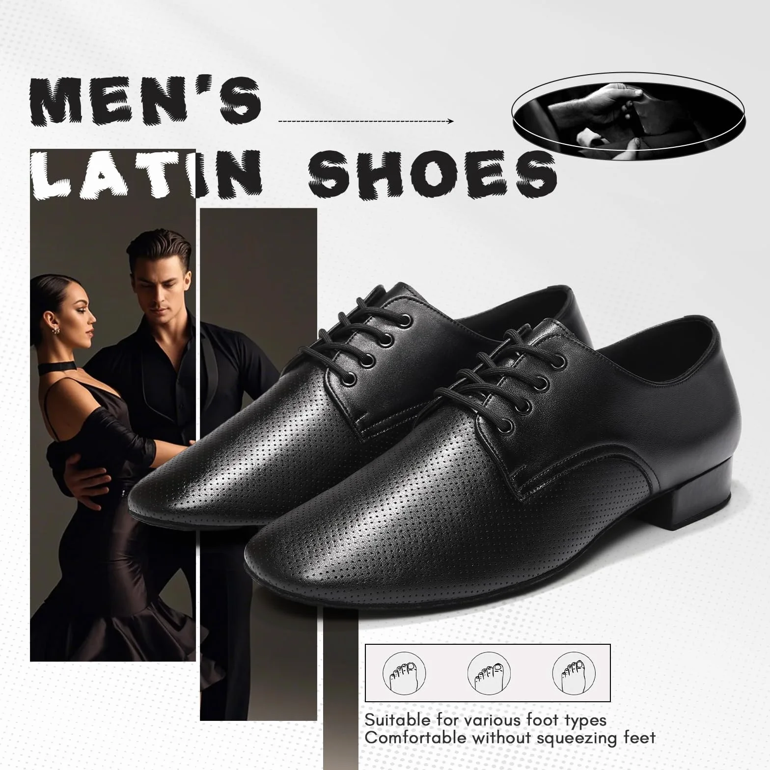 Zapatos de Baile Latino Hombre Tacón Bajo 2.5 cm Modèle 405