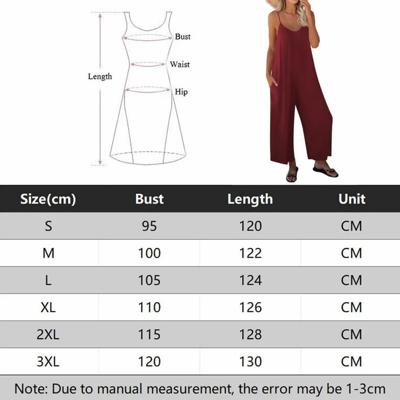Haibang Peto Mujer Verano Sin Mangas Cuello en V Elegante Monos Pantalón Jumpsuit con Bolsillos