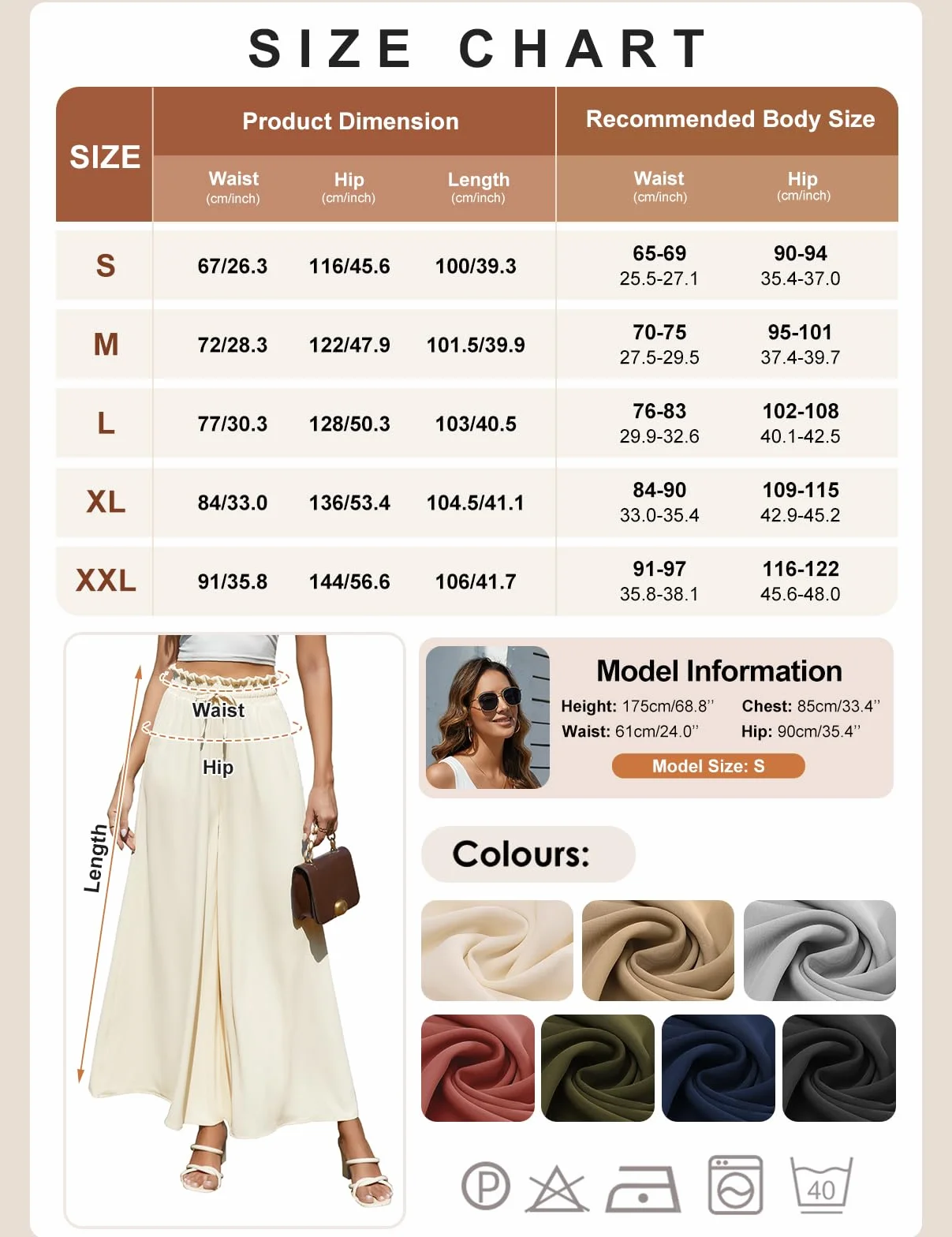 CMTOP Pantalones Mujer Palazzo Ligeros Elásticos Cintura Alta Casual Anchos Suelto Cómodos Flojo Playa Bolsillos Cordón