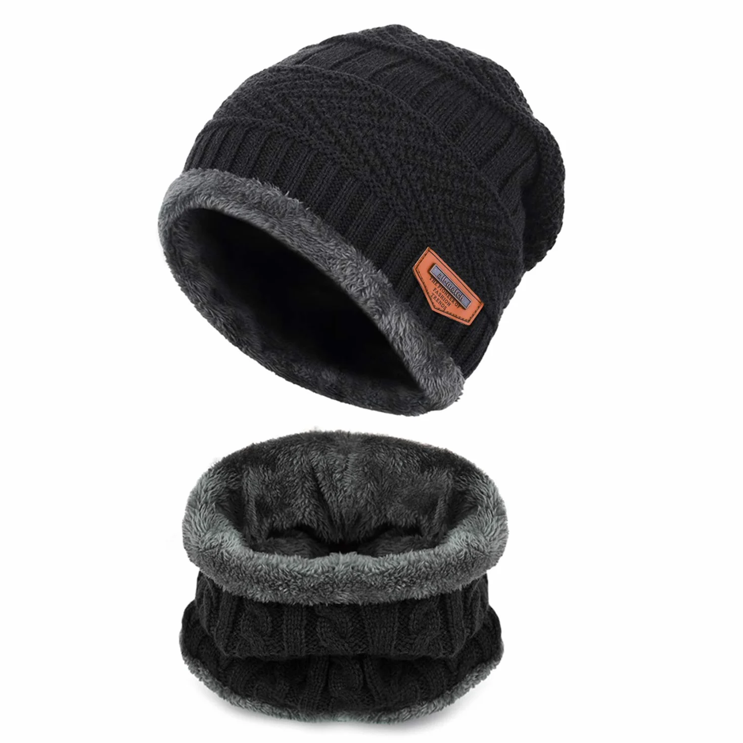 Conjunto de Bufanda Guantes y Gorro de Punto Invierno para Niños 2/3 Piezas Gorro Grueso Suave Cálido Esquí Forro Polar Niñas