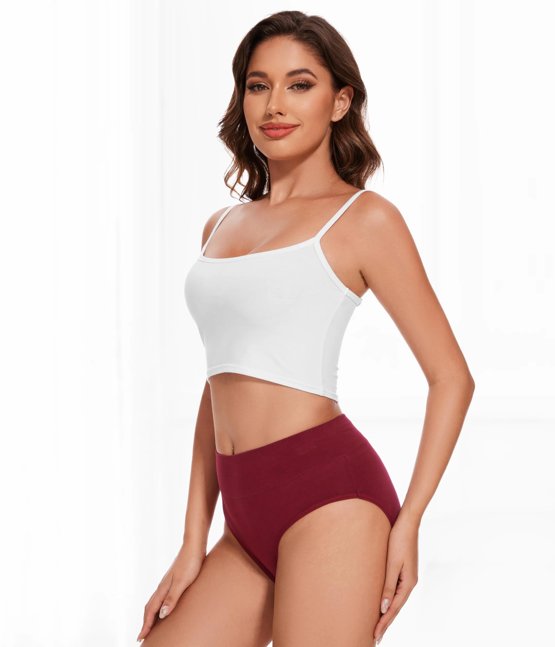YESWEL Calzoncillos Mujer 5 Pack, Ropa Interior de Algodón Cintura Alta Hipster Bragas Elásticas Transpirables S-3XL