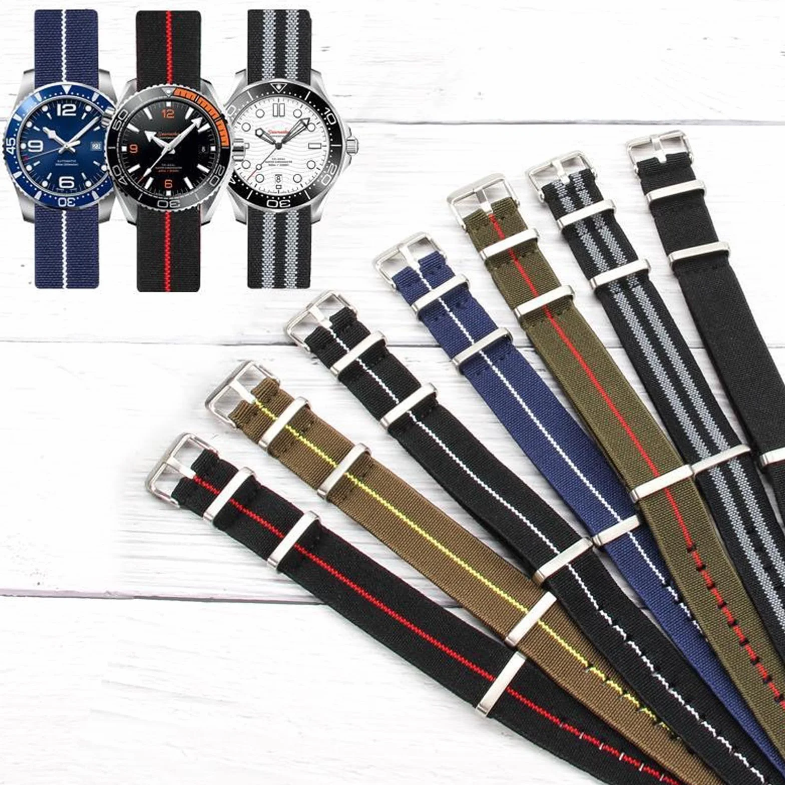 Correa de Reloj Nailon Elástico Nato Estilo Militar 18mm 20mm 22mm Tejido Trenzado Paracaídas