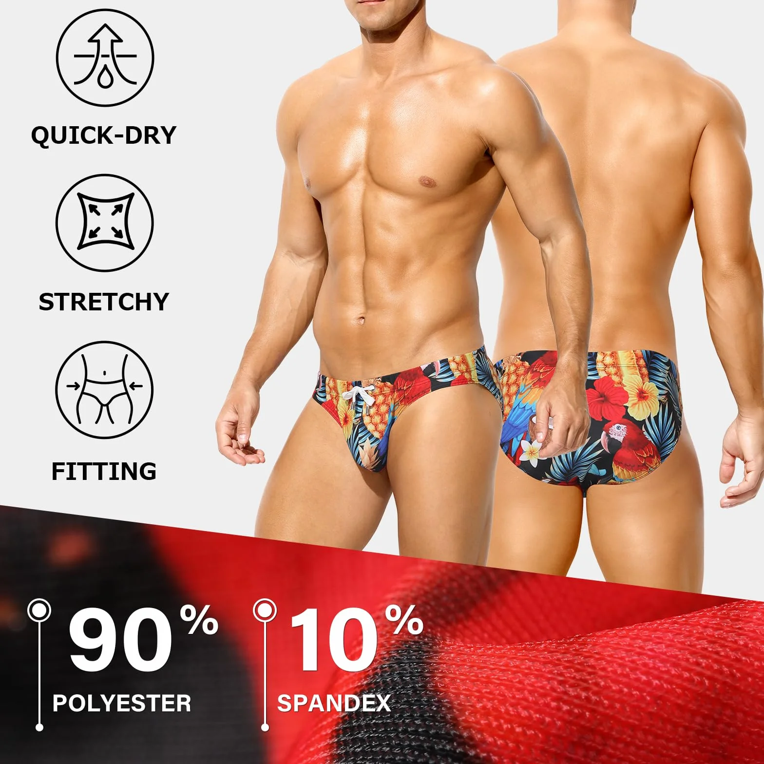 Casey Kevin Bañador Hombre Slip Natación Estampado Secado Rápido Cortos Playa Piscina