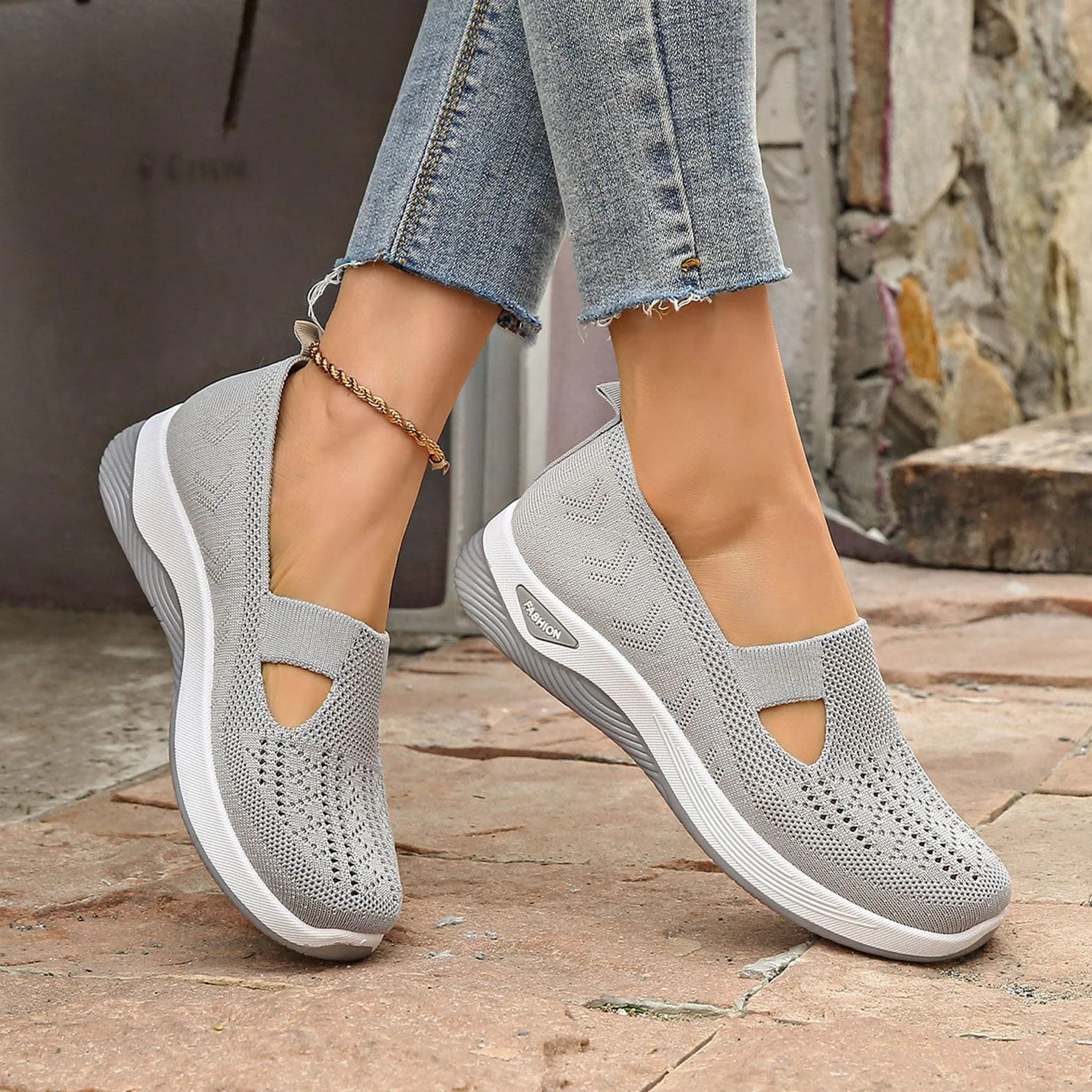Zapatos Ortopédicos Mujer Pie Diabético Zapatillas Malla Sin Cordones Antideslizantes Ligeras Caminar Calzado