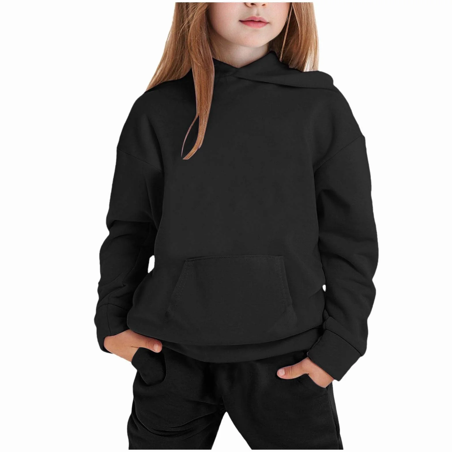 Niños Niños Niños Niñas Manga Larga Sólido Cálido Sudadera Sudadera Tops Pantalones Niños Trajes Chándal