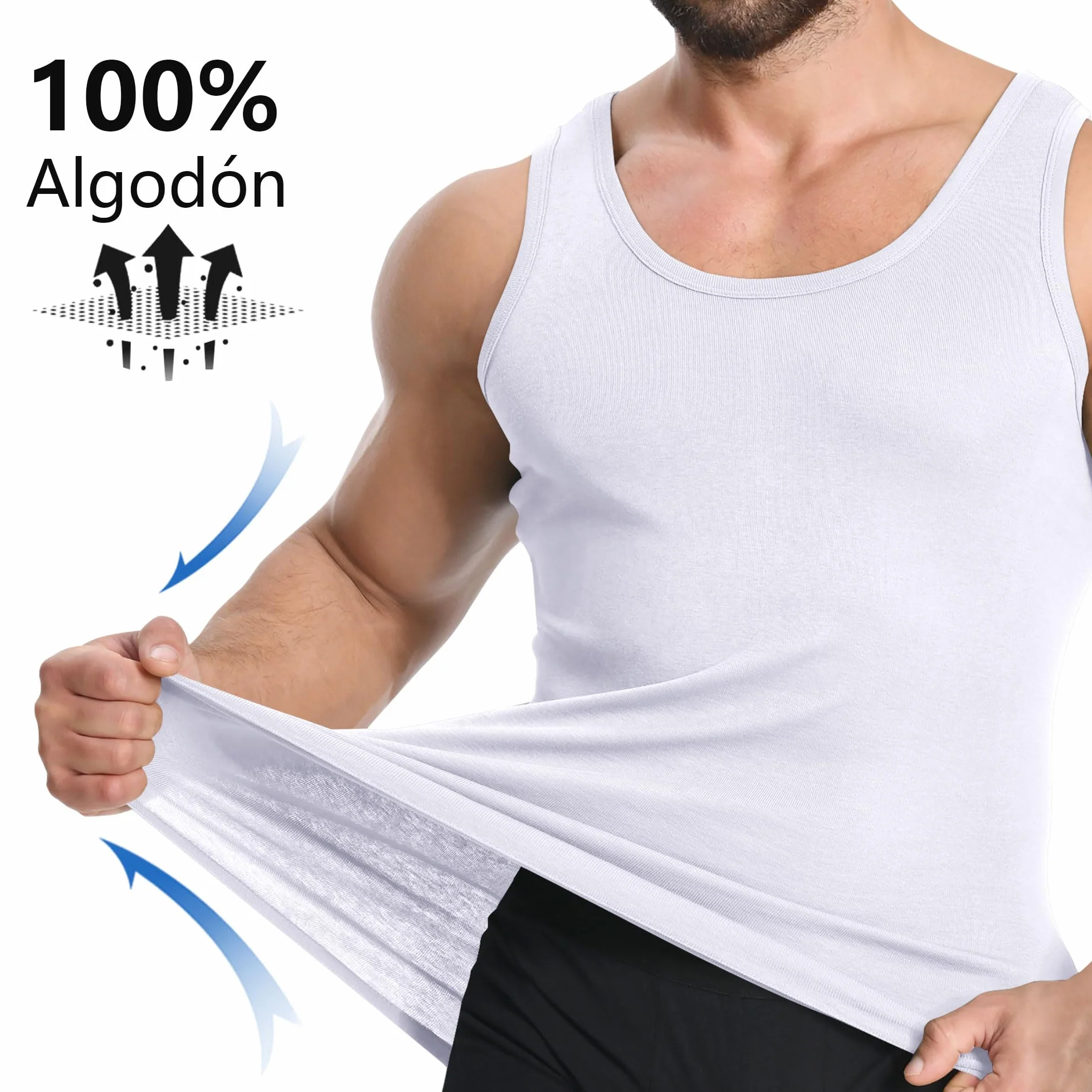 YOUCHAN Pack de 3 Camisetas Tirantes Hombre 100% Algodón S-5XL