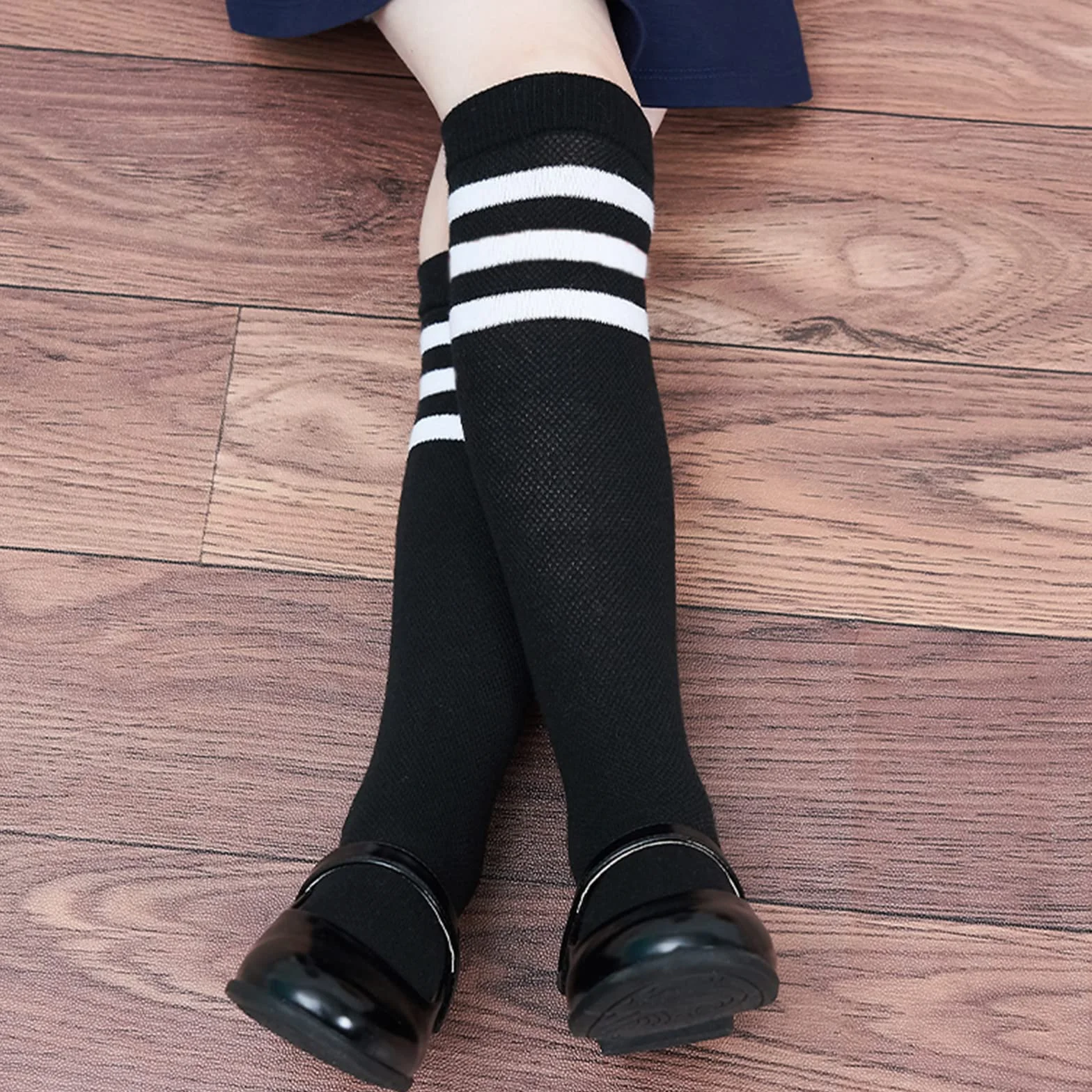 DRESHOW Calcetines de Fútbol a Rayas Hasta la Rodilla Algodón Largo Tubo para Niños