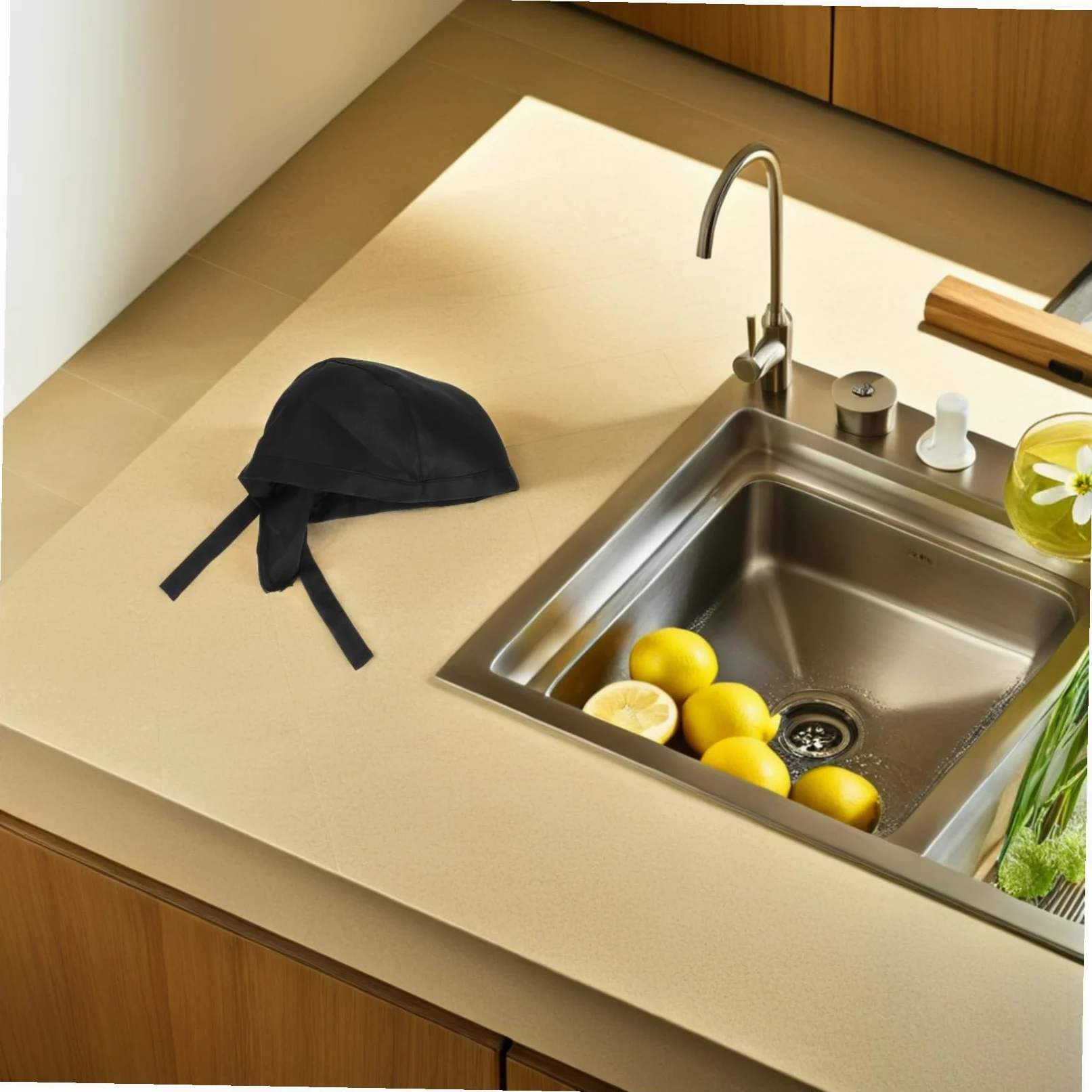 Sombrero de Chef Ajustable de Tela Negro, 3 Piezas para Hombres | Diseño Simple y Moda, Cómodo para Uso Diario y Trabajo, Tacto Suave, Estilo Uniforme
