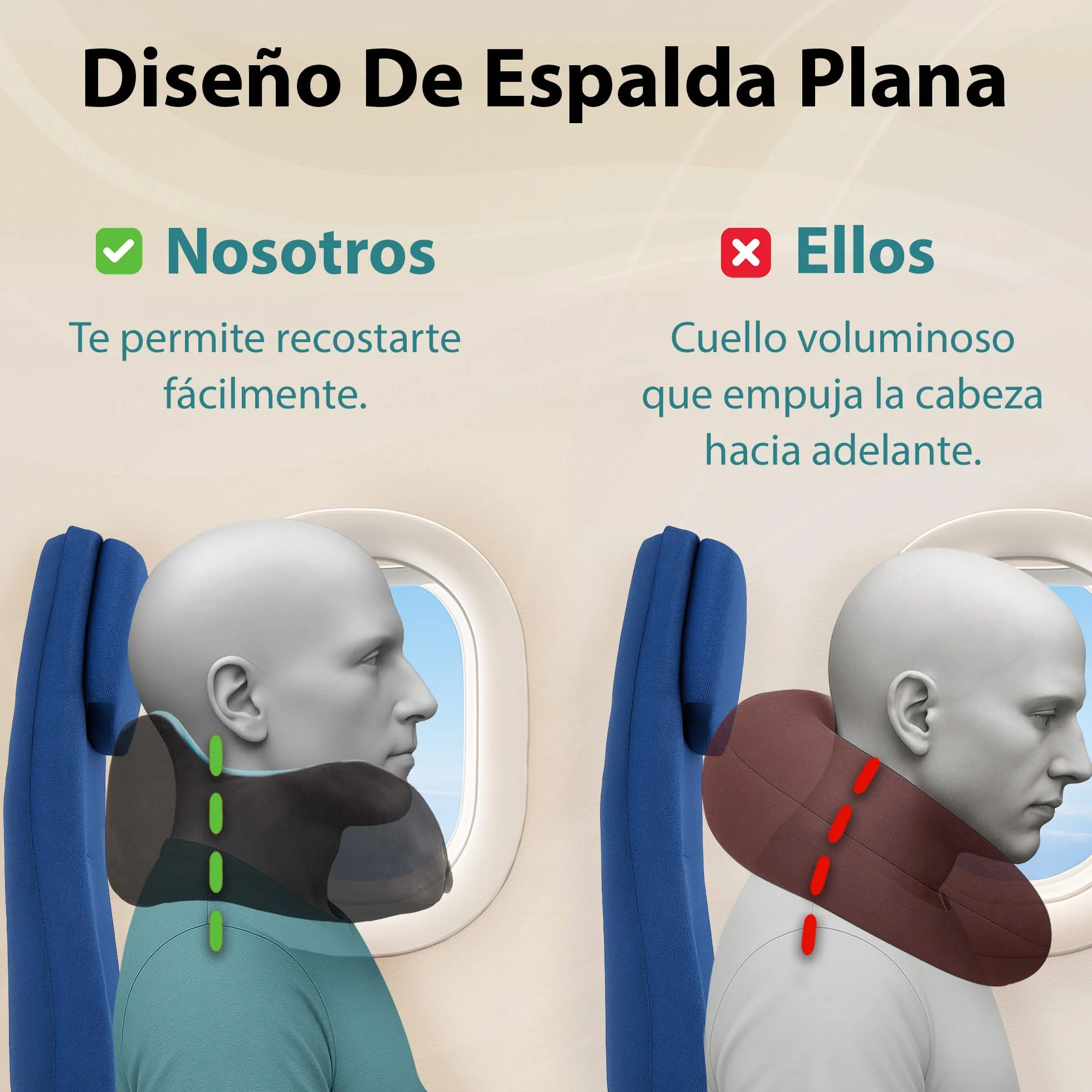FLOWZOOM Almohada de Viaje Viscoelástica Soporte Ajustable 360° Funda Lavable Cojín de Cuello Negro