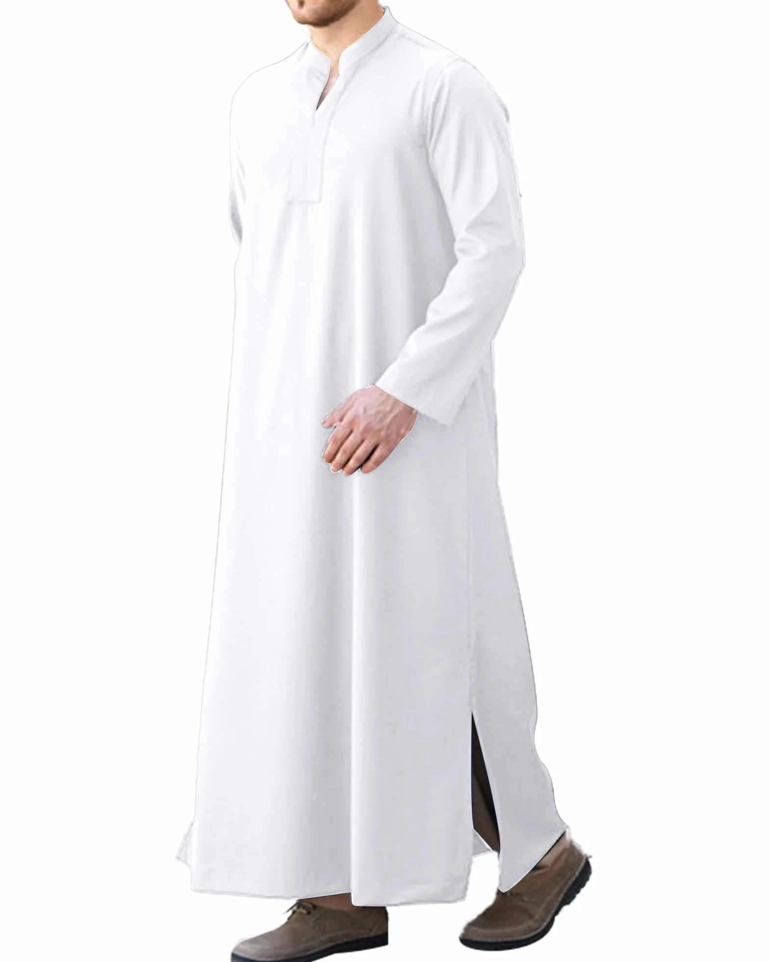 LVCBL Hombres Caftán Manga Larga Thobe con Bolsillos Universal Fit M-3XL