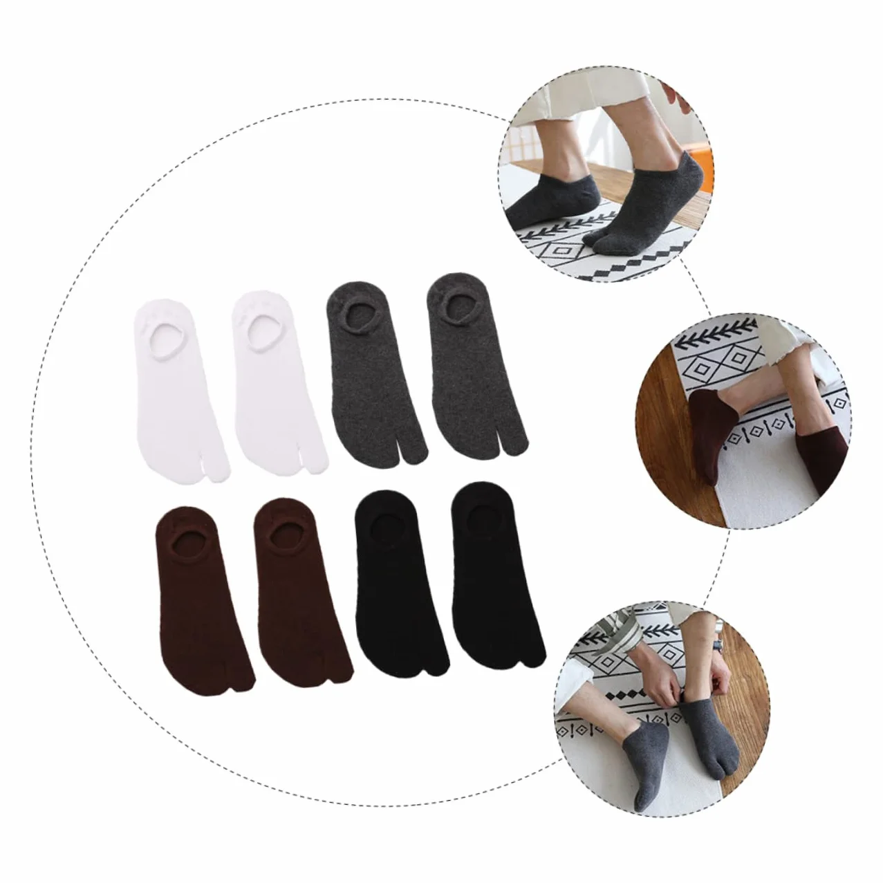 SOIMISS 4 Pares Calcetines Tabi Algodón Invisibles Hombre