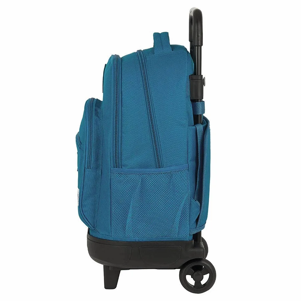 Blackfit8 Mochila Safta Escolar con Carro Incluido y Espalda Acolchada Egeo, 330x220x450mm - Mango telescópico|Ligera - Color azul
